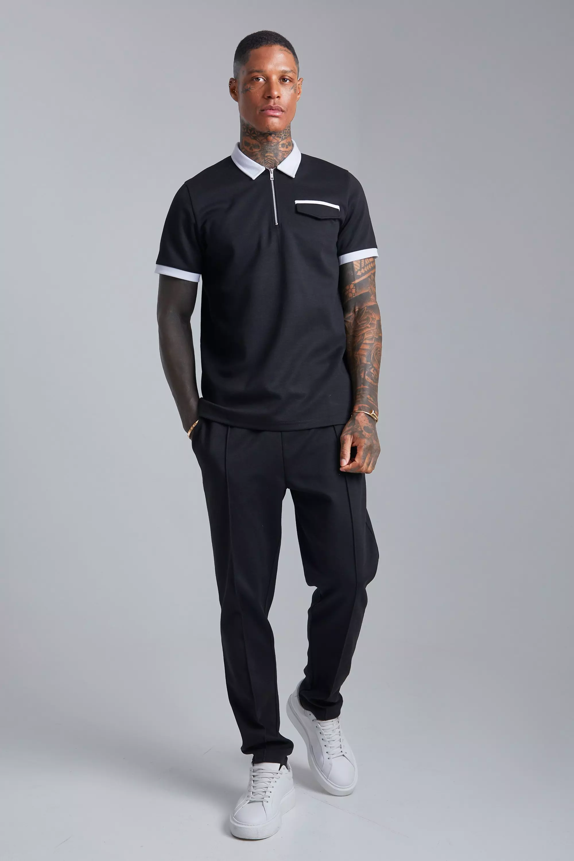 Polo shirt jogger pants best sale