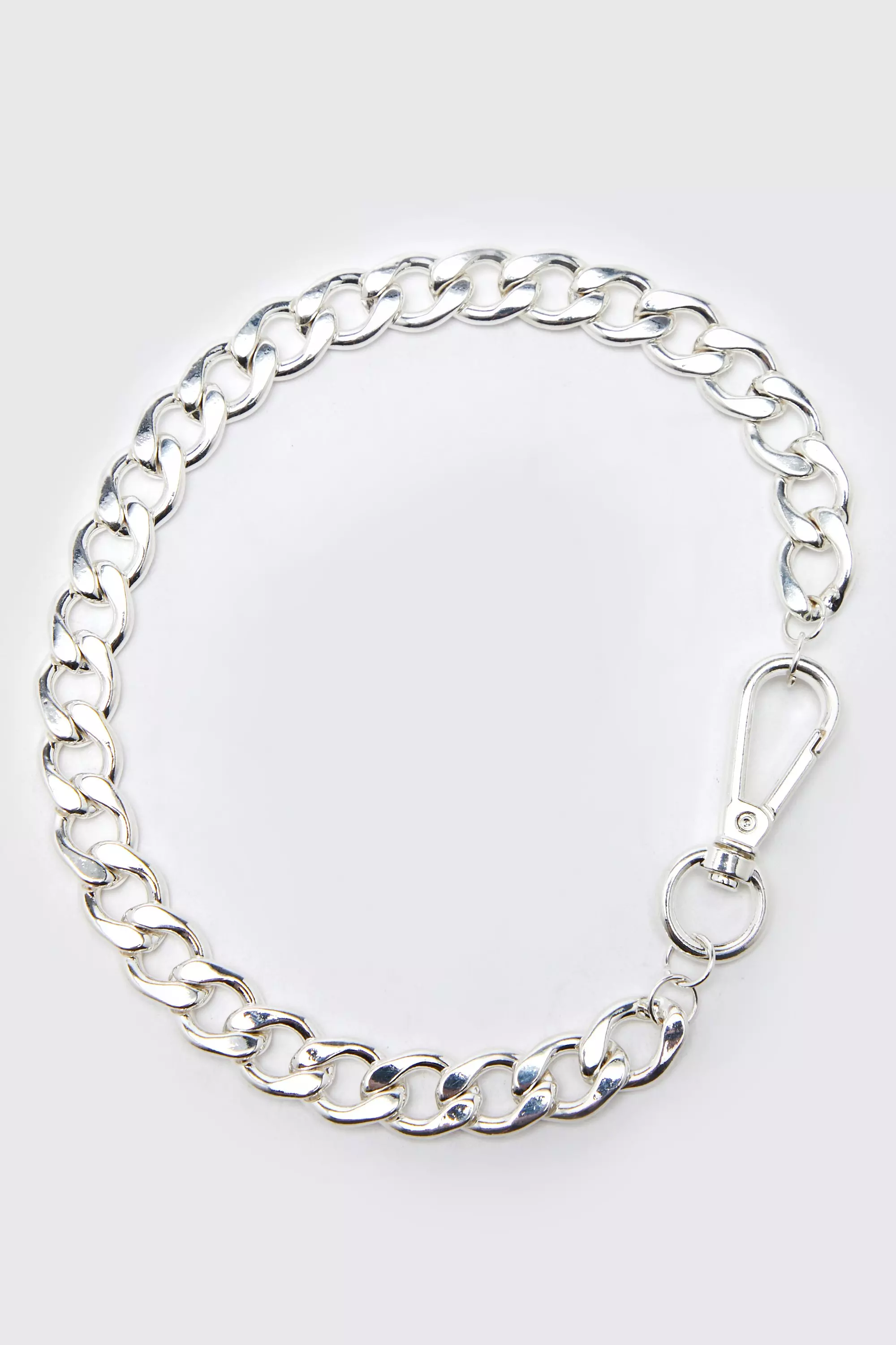 Chunky Chain Clip Necklace Silver