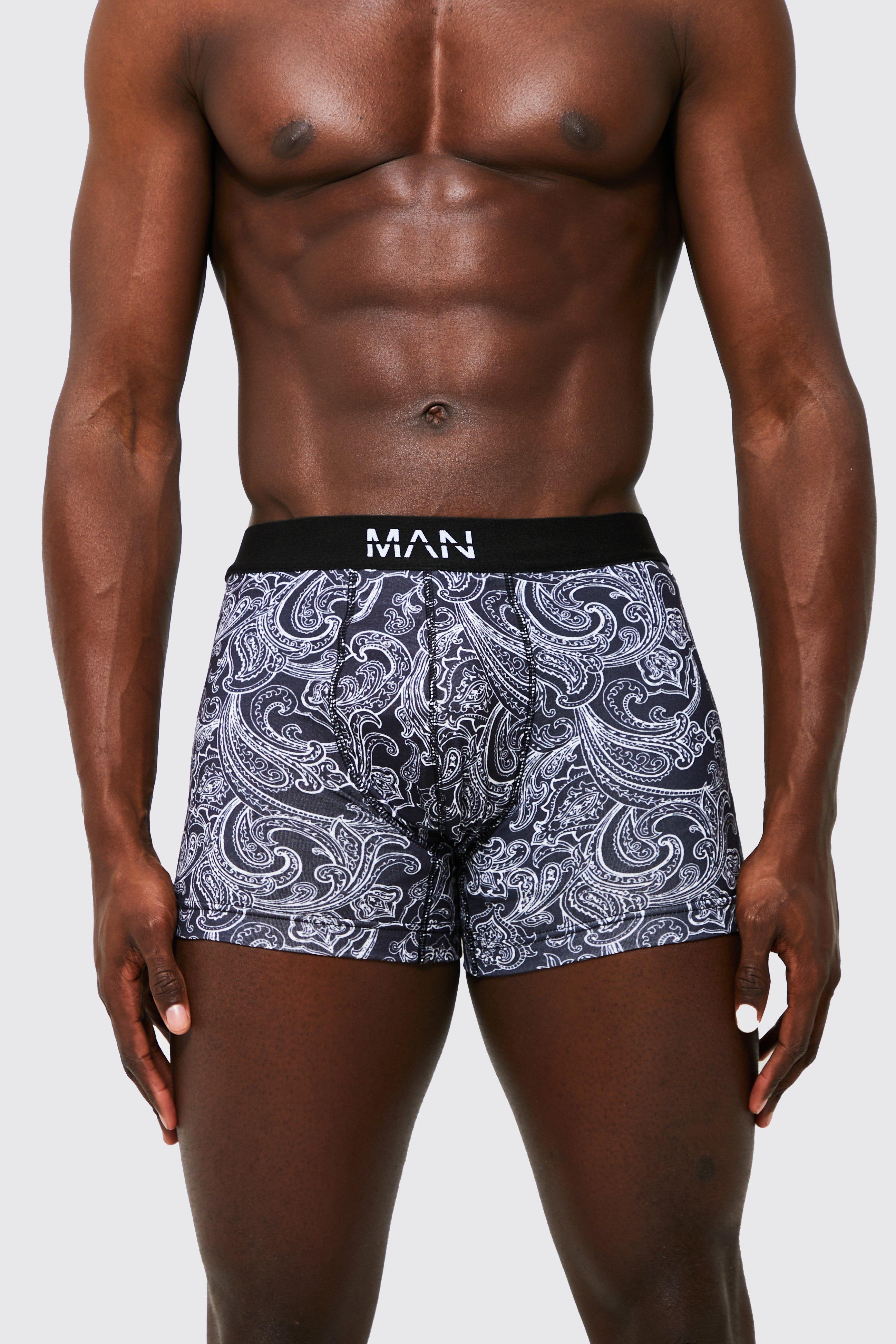 boohooMAN Mens Plus Crown Printed Boxers - Black - Big & Tall