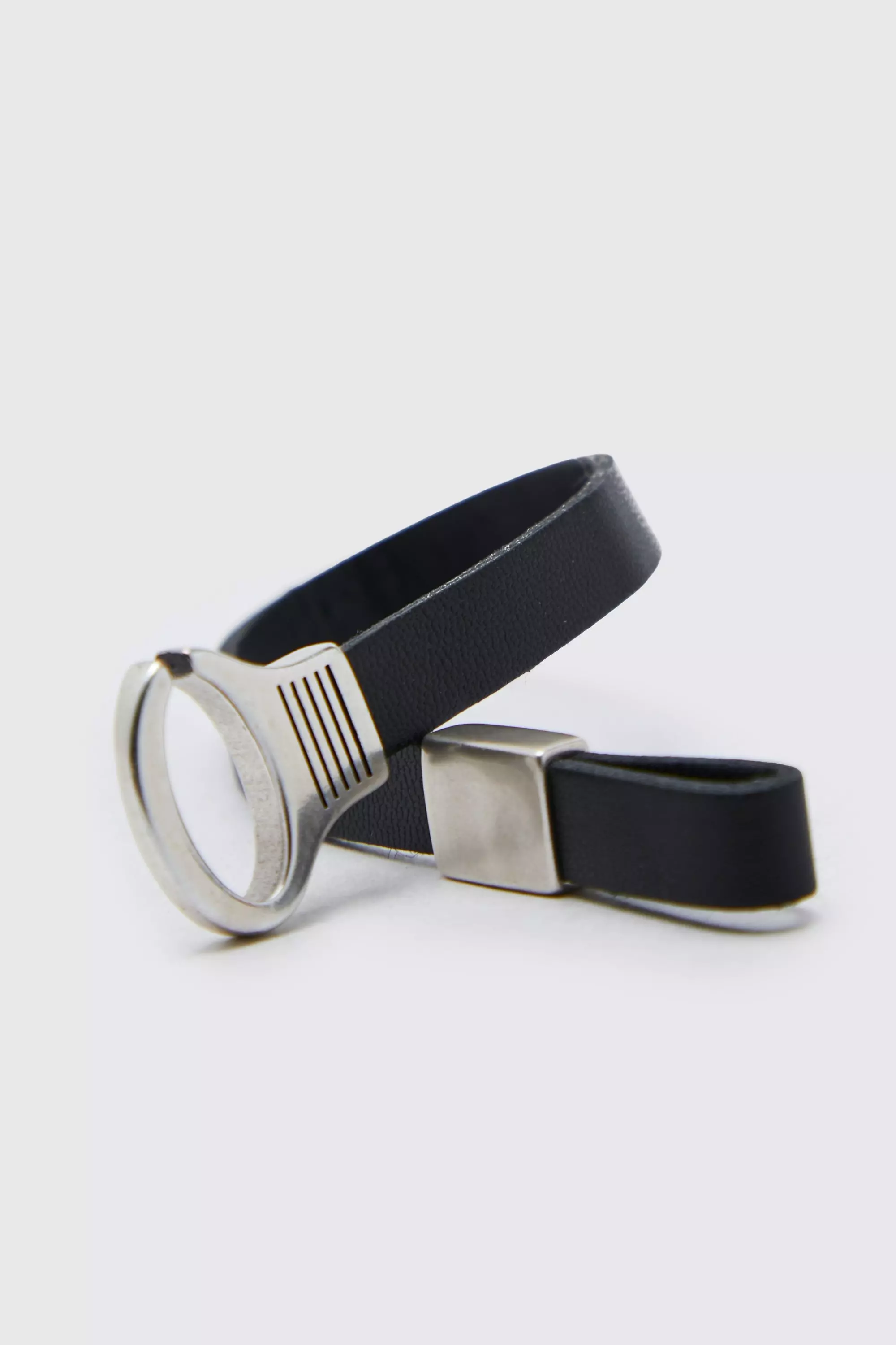 Bracciale Con Gancetti Effetto Pelle, Black immagine alternativa