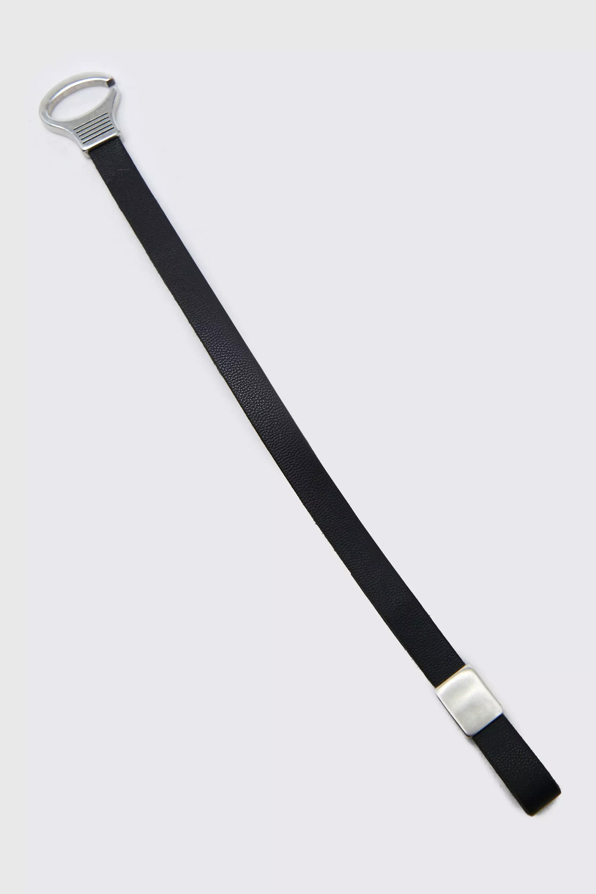 Bracciale Con Gancetti Effetto Pelle, Black immagine alternativa