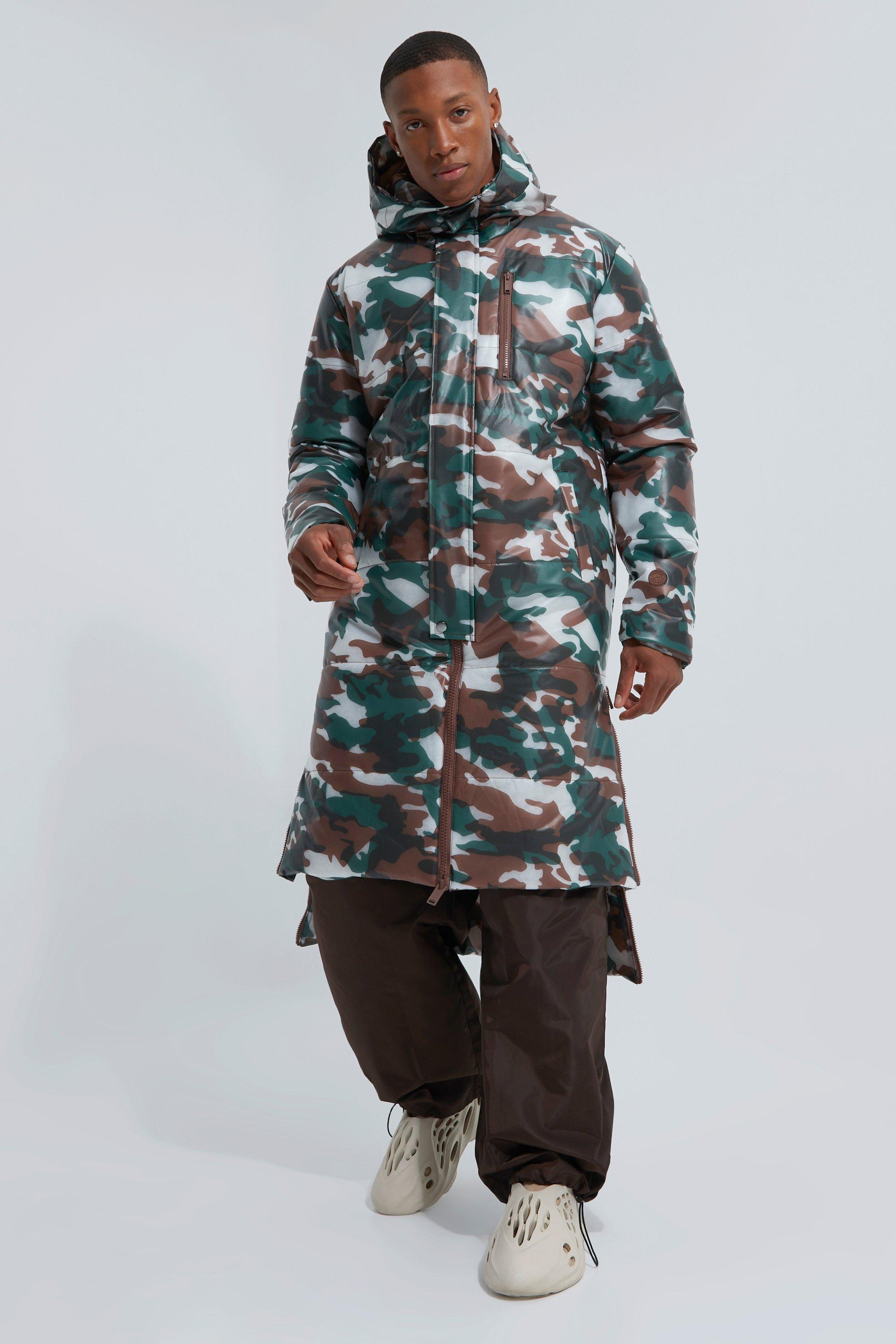 Long camo puffer store jacket