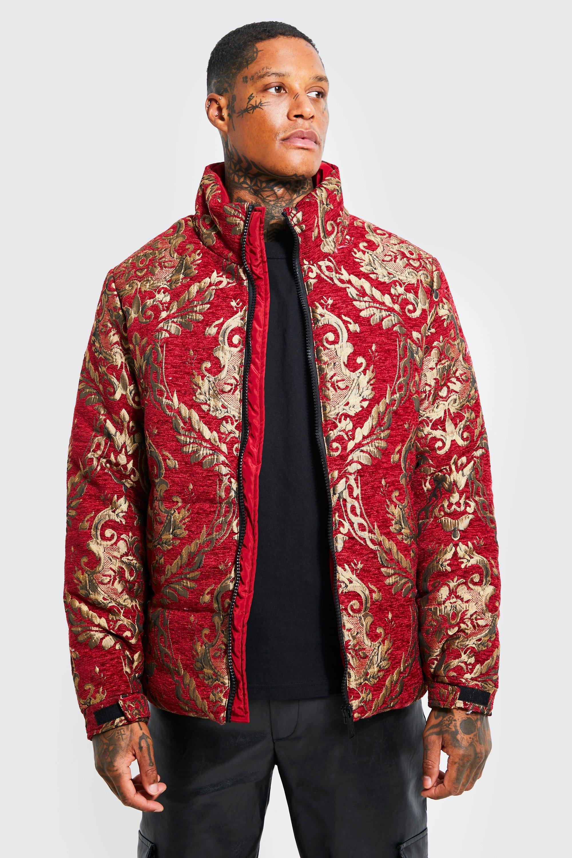 boohooMAN Men's Baroque Tapestry Puffer