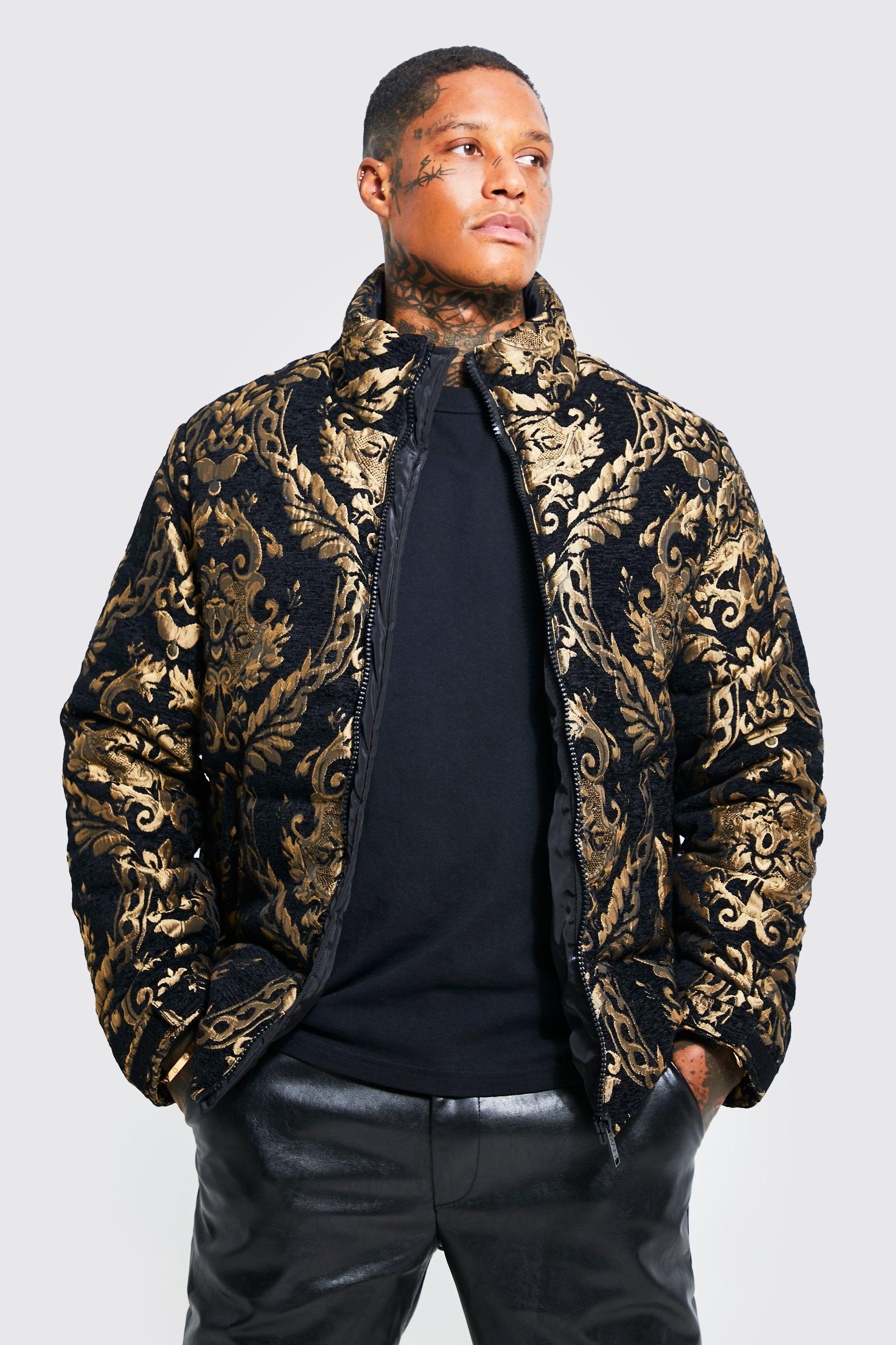 boohooMAN Men's Baroque Tapestry Puffer