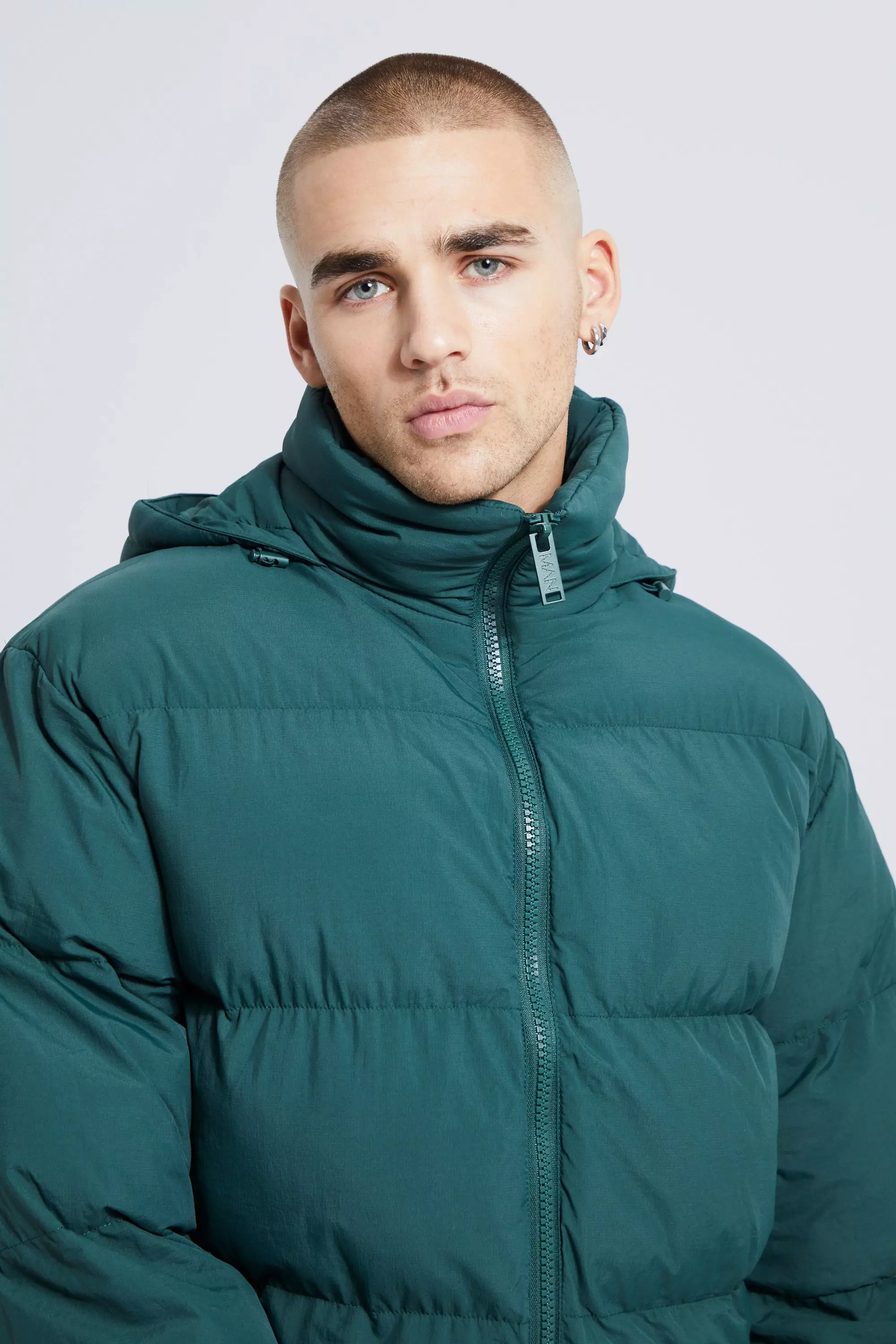 Oversized Soft Hooded Puffer boohooMAN UK