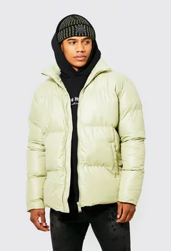 Oversized Funnel Neck Mid Puffer Lime