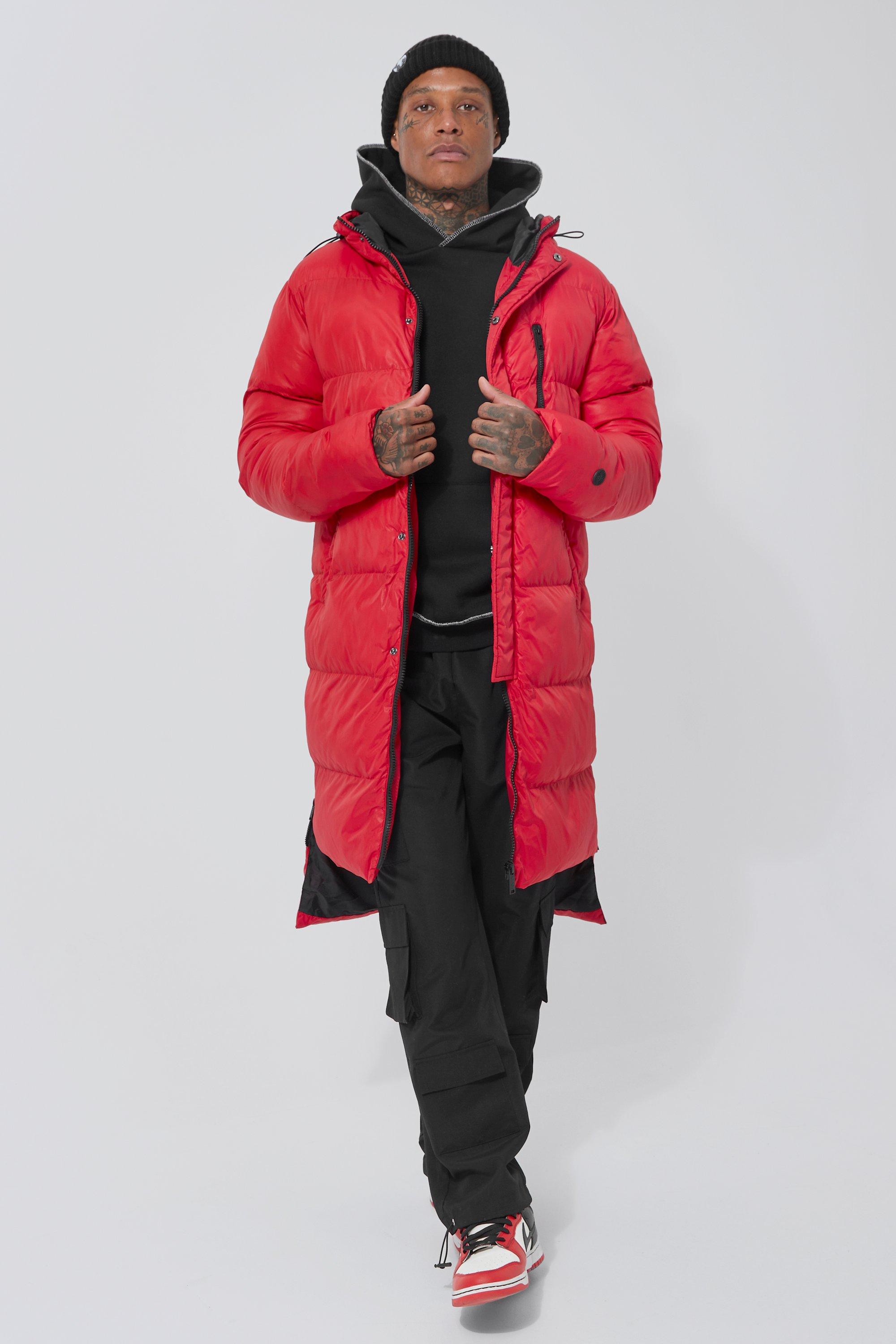 Men longline puffer store jacket