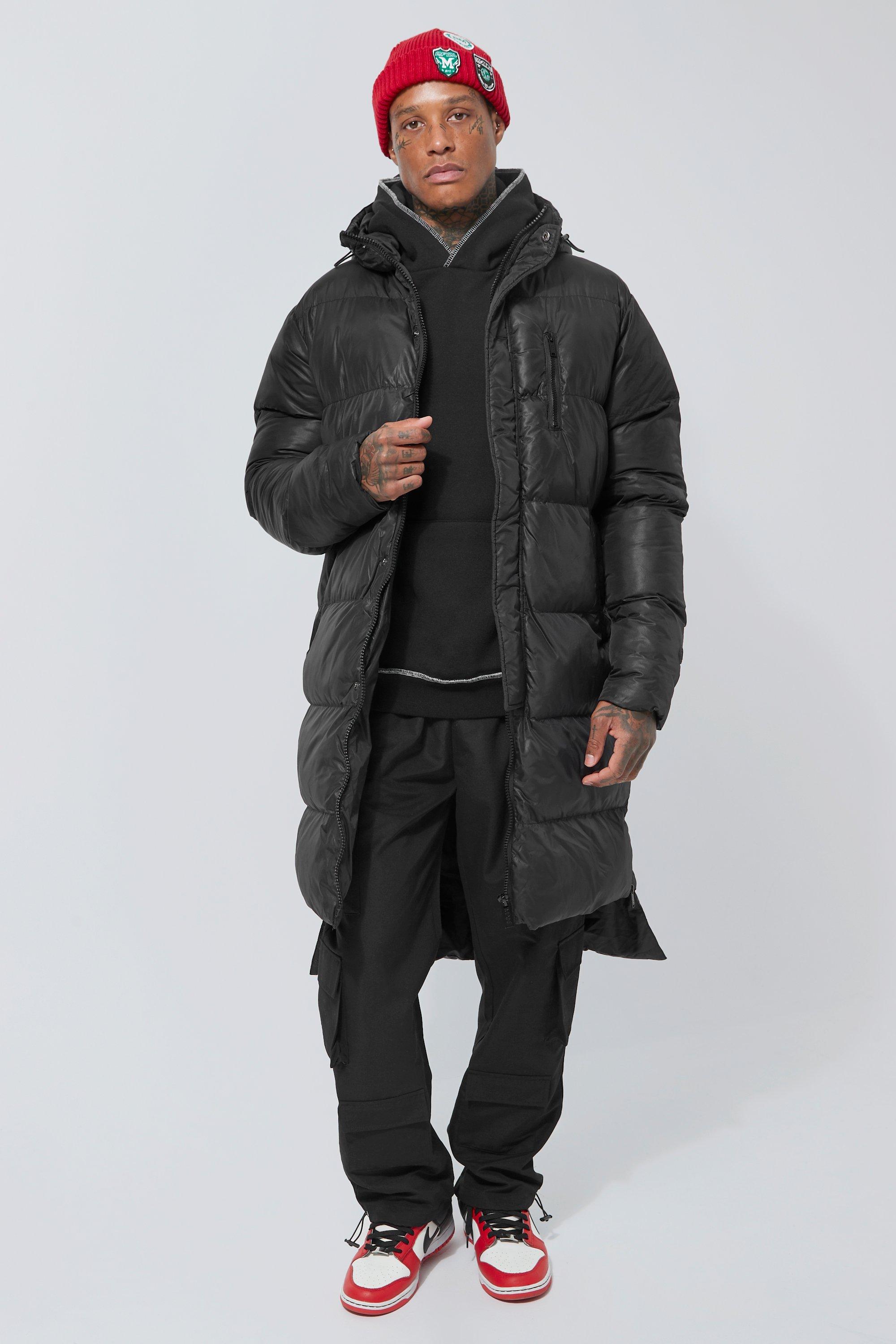 Longline Puffer With Drop Back Hem boohooMAN IE