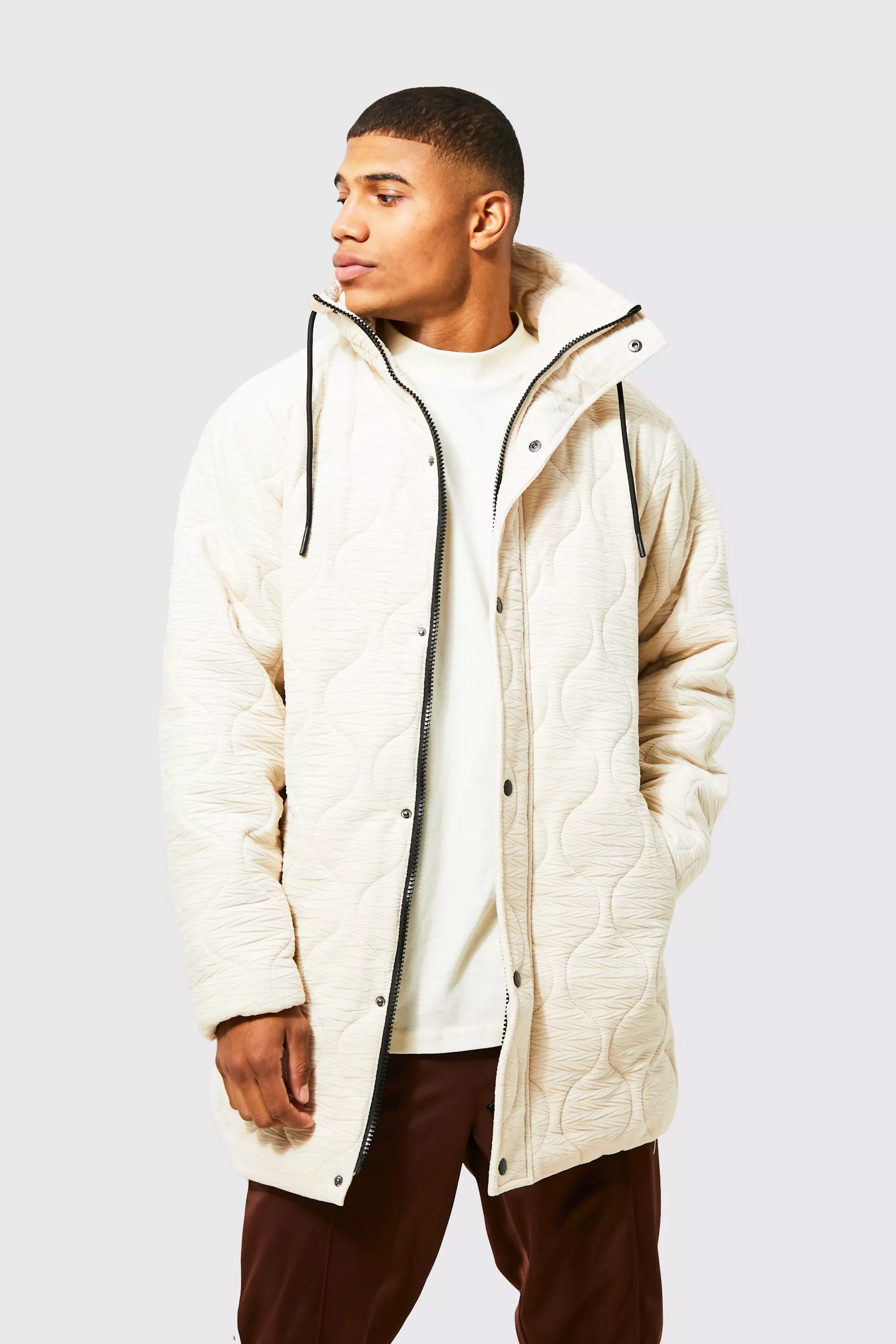Ecru Velvet Onion Quilted Mid Length Puffer alternative image