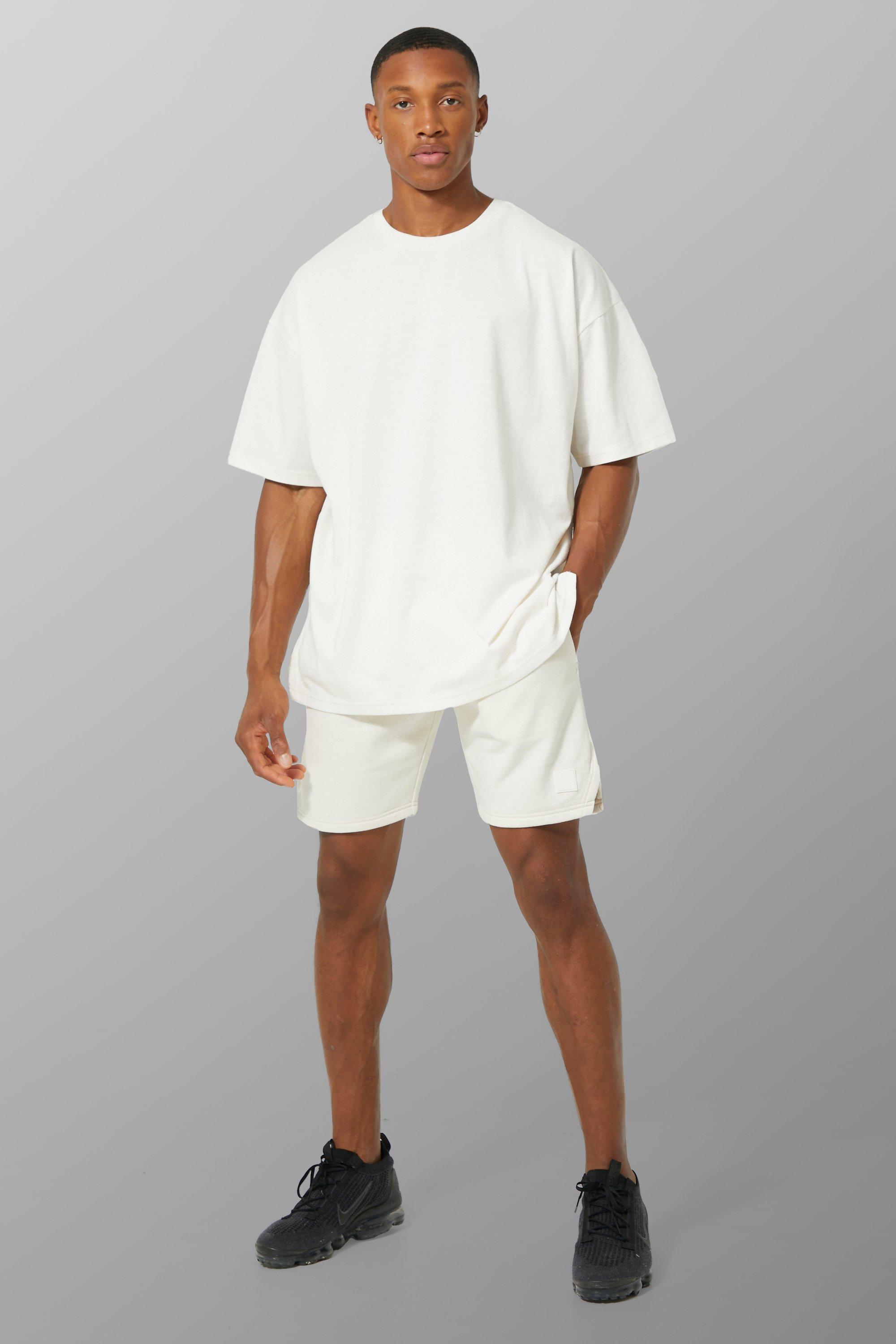 boohooMAN Mens Oversized Boxy Worldwide Basketball Short Set - White