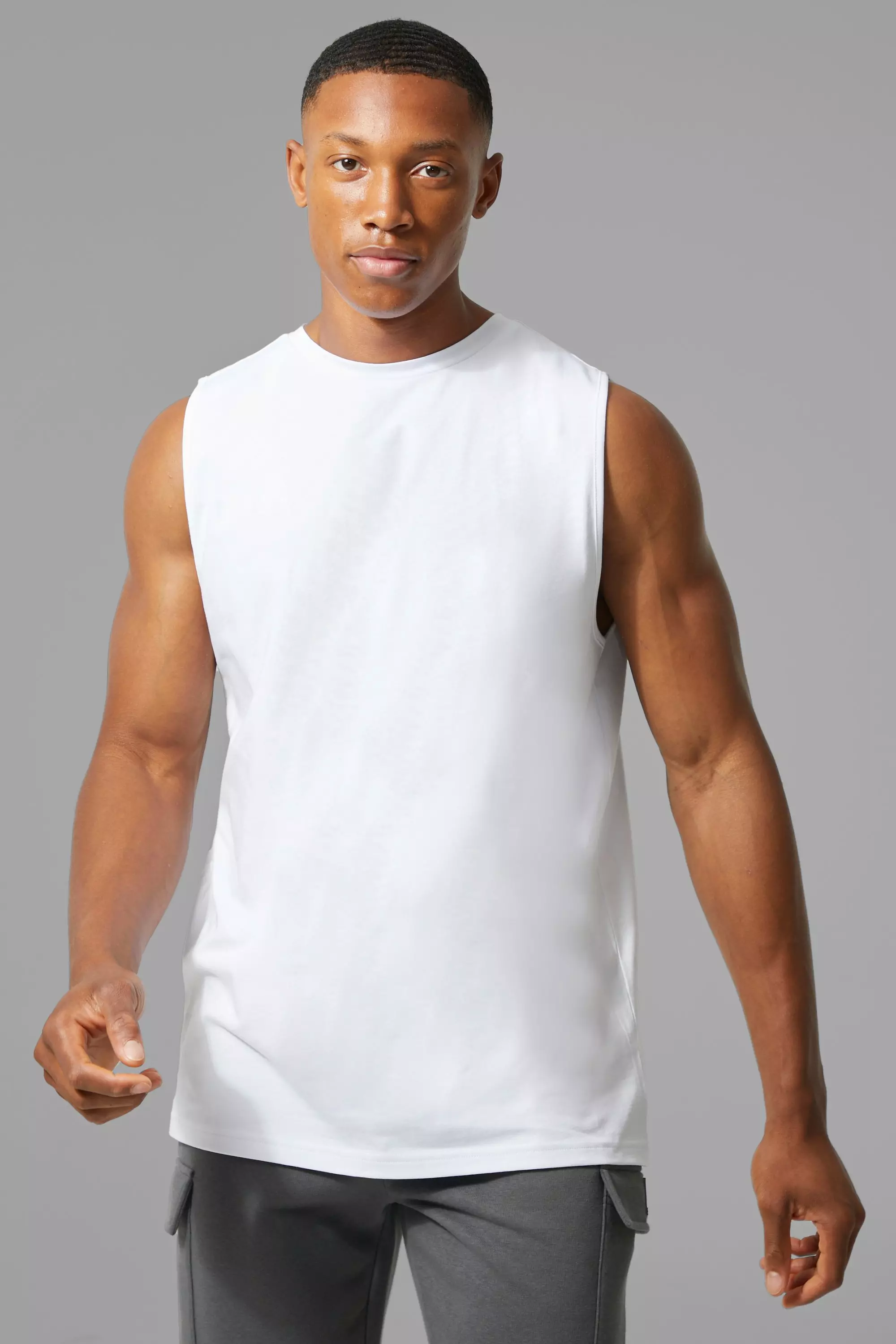 Man Active Tank Top White