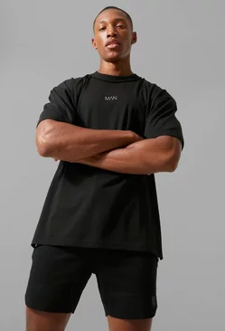 MAN Active Gym Oversized T-Shirt with Seam Detail Black