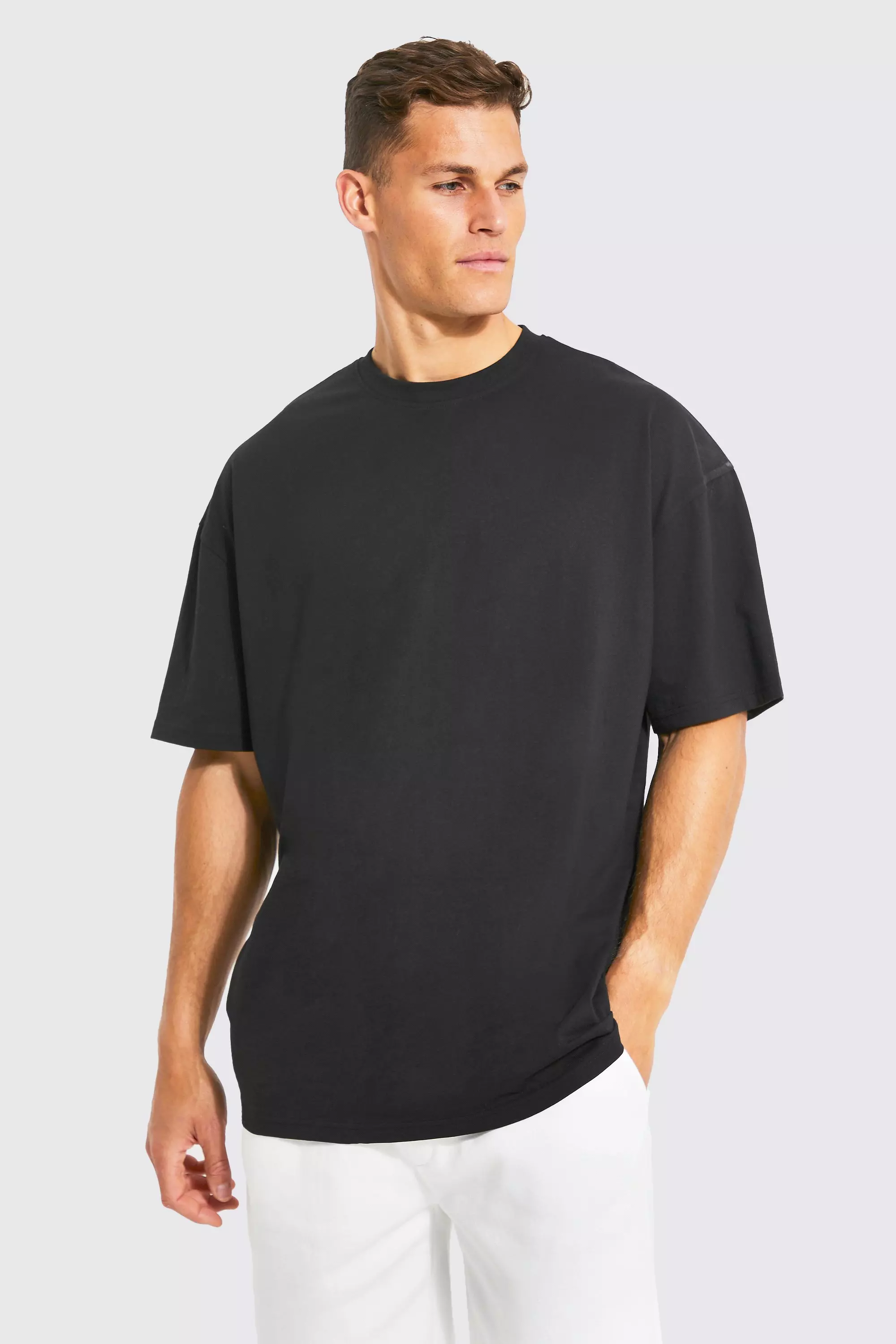 Black Tall Oversized Basic Crew Neck T-shirt