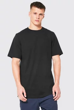 Black Tall Basic Longline Crew Neck T-shirt