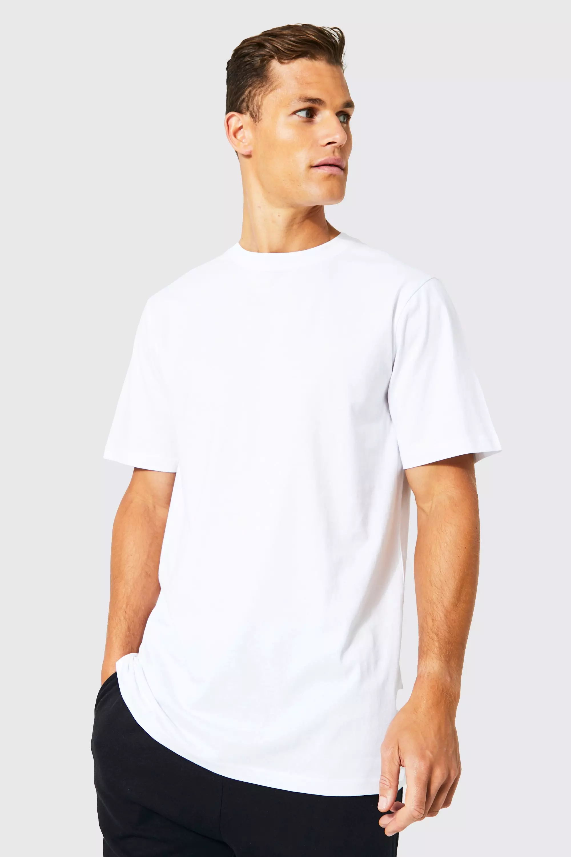 Tall Basic Longline Crew Neck T-shirt White
