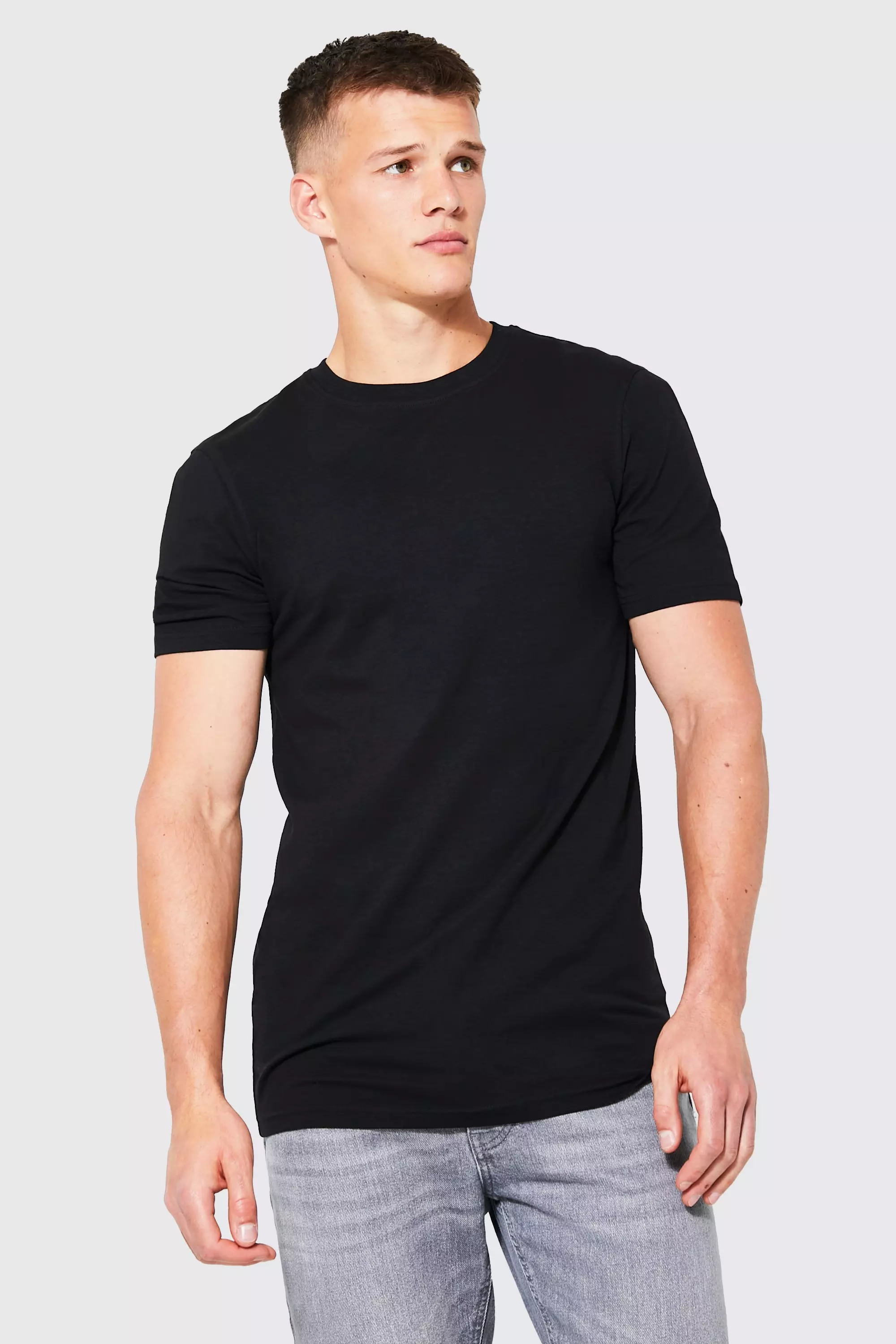Tall Muscle Fit Basic Crew Neck T-shirt Black