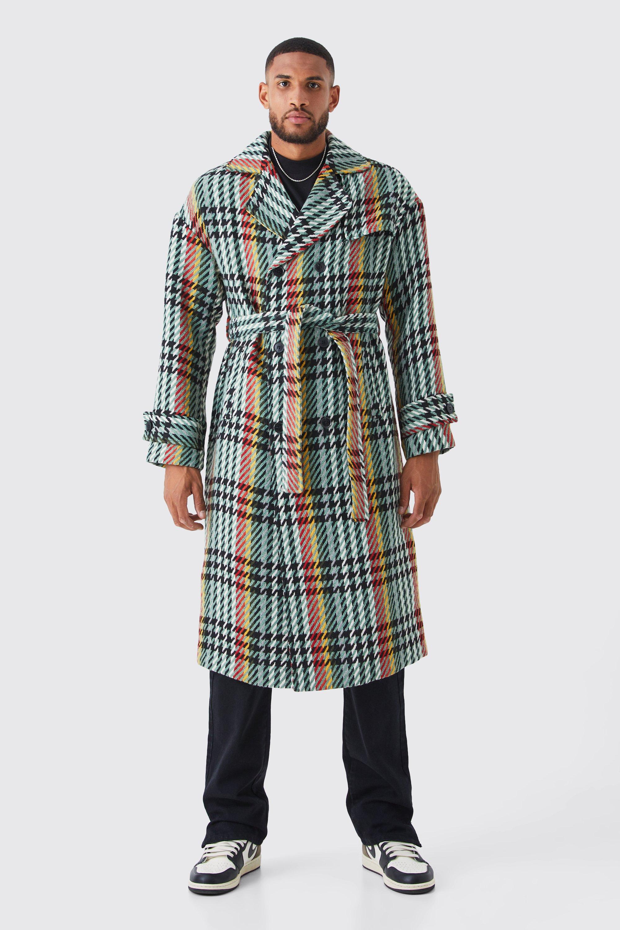 Wool Look Brass Buckle Longline Overcoat