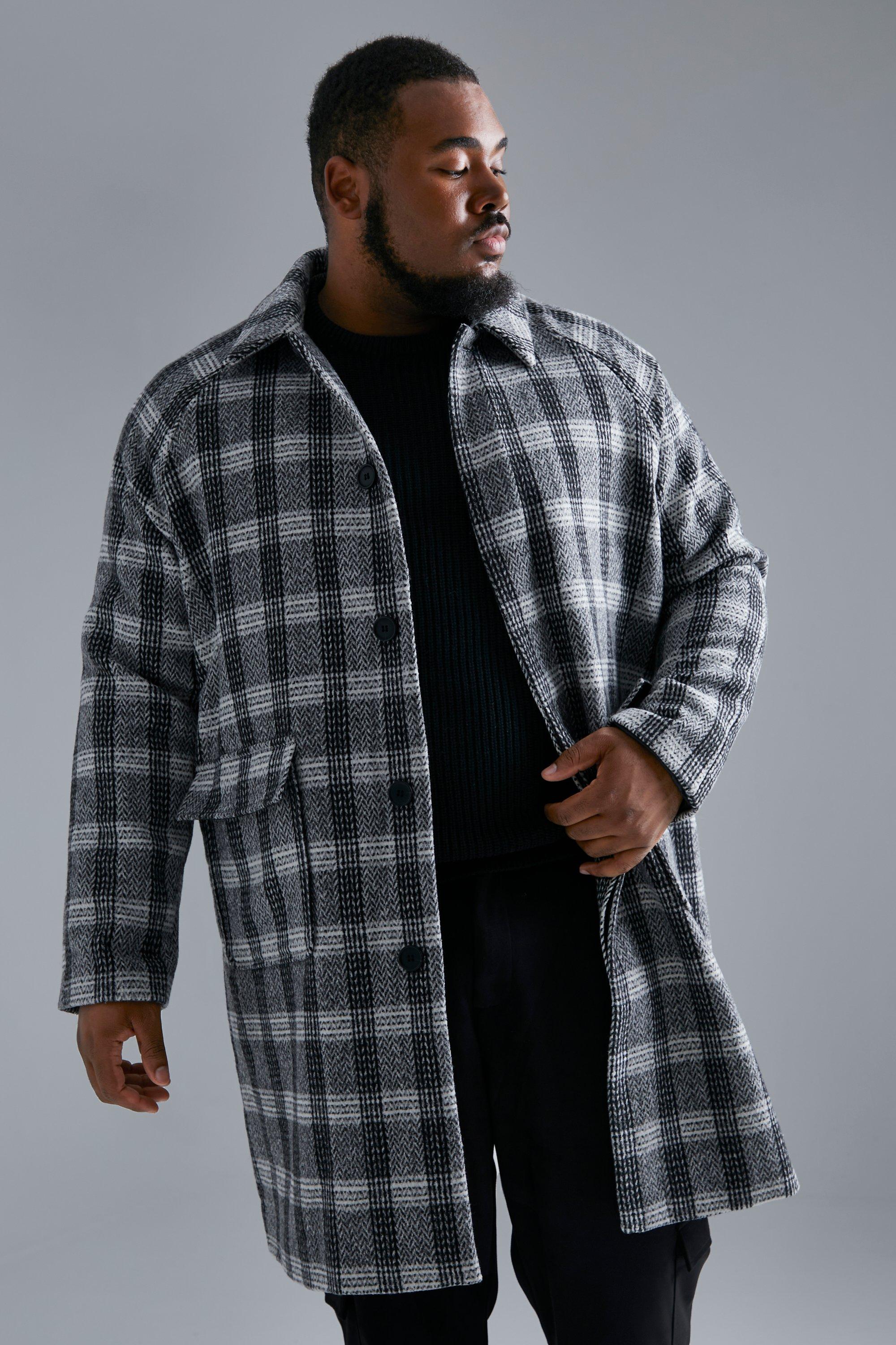 Mens check clearance wool overcoat