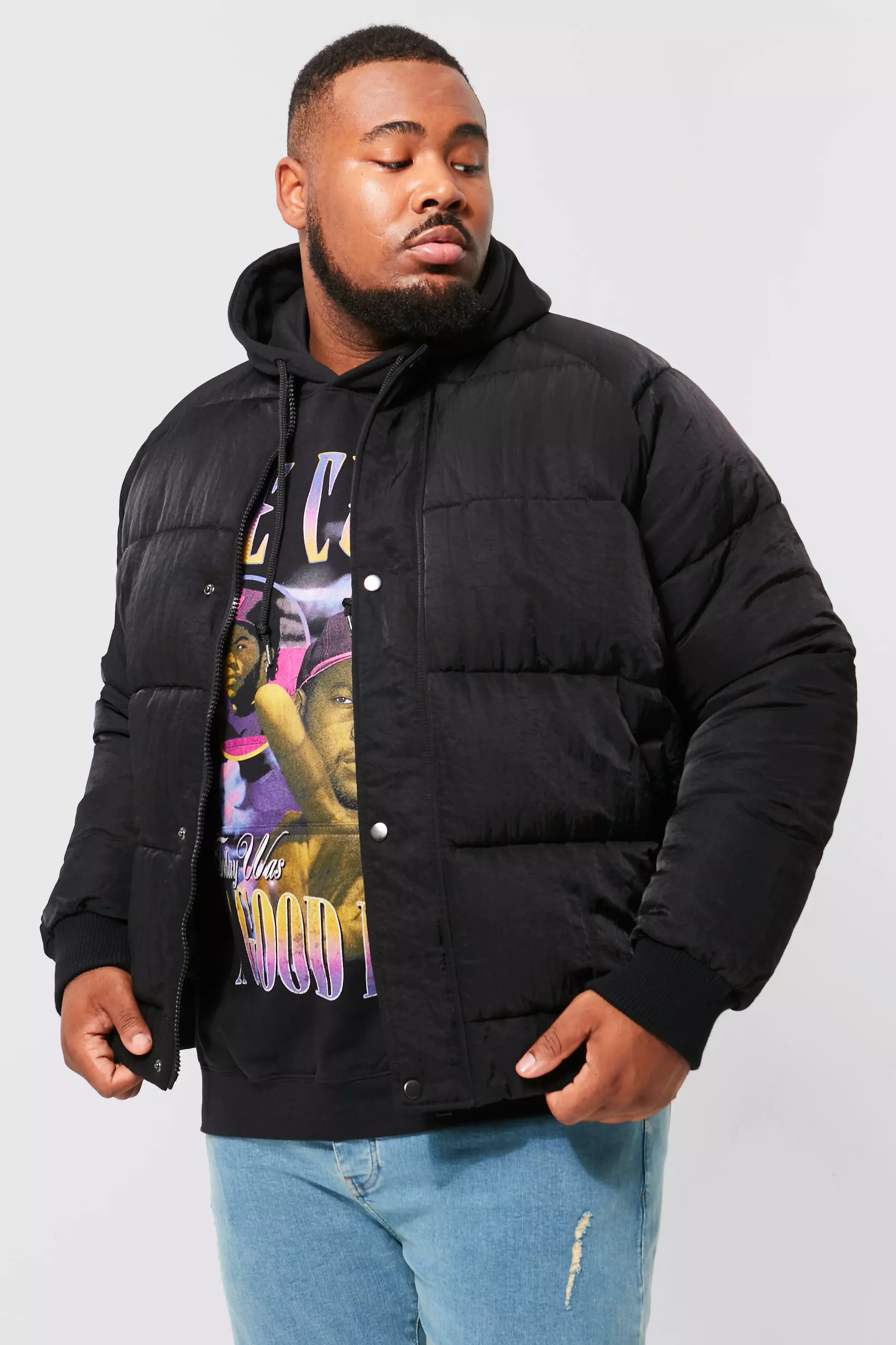 Plus Heavy Padded Bomber Jacket boohooMAN