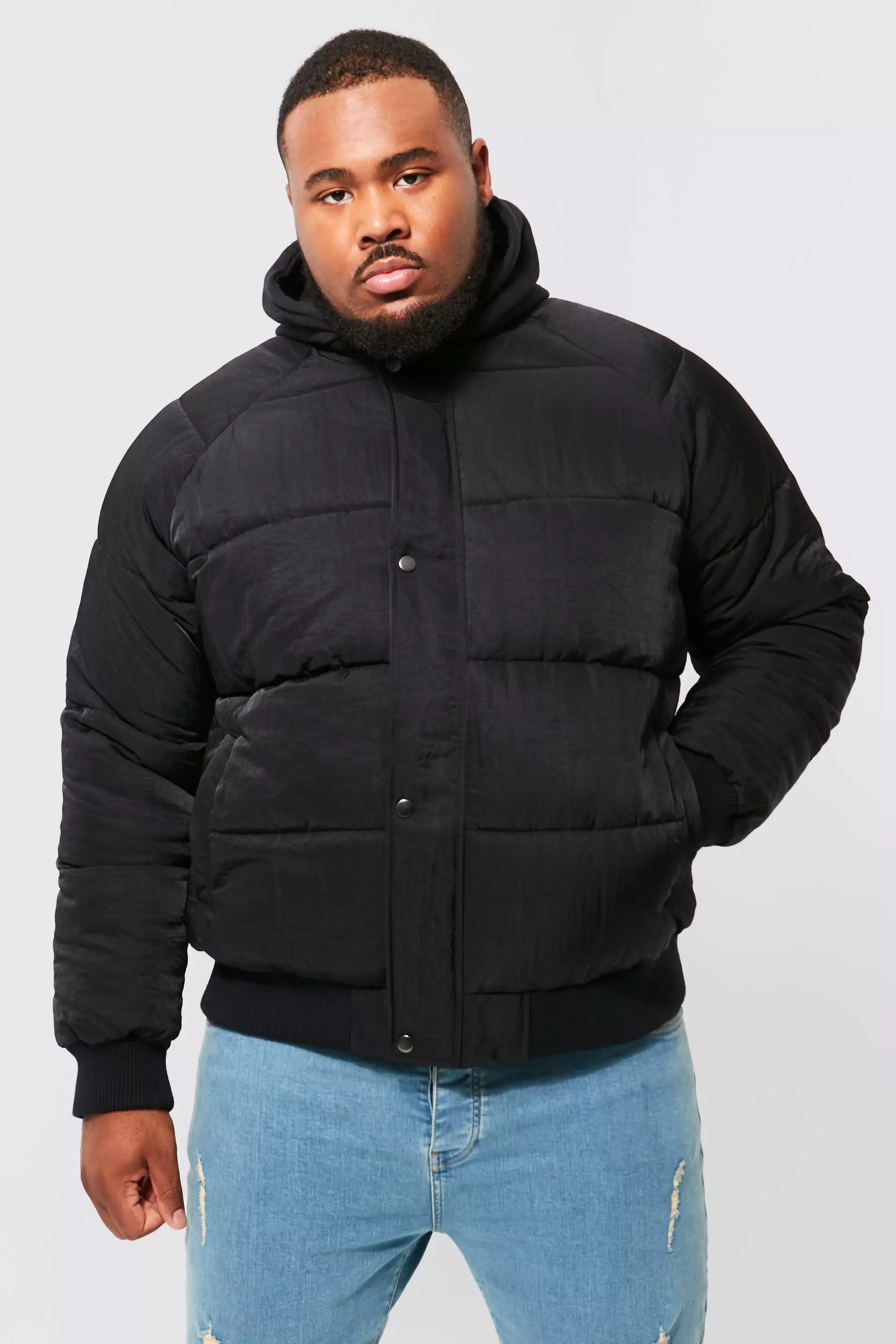 Plus Heavy Padded Bomber Jacket boohooMAN