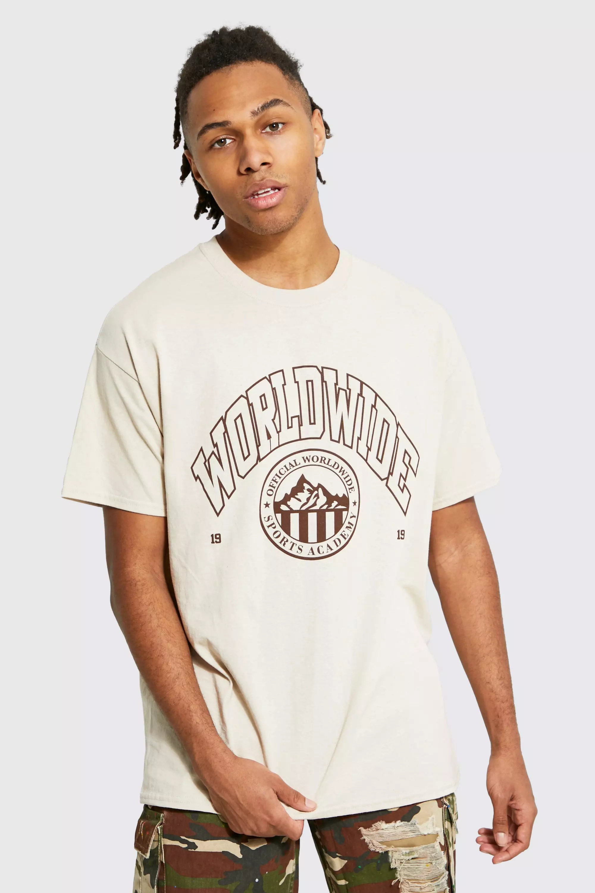 Sand Oversized Worldwide Printed T-shirt alternative image