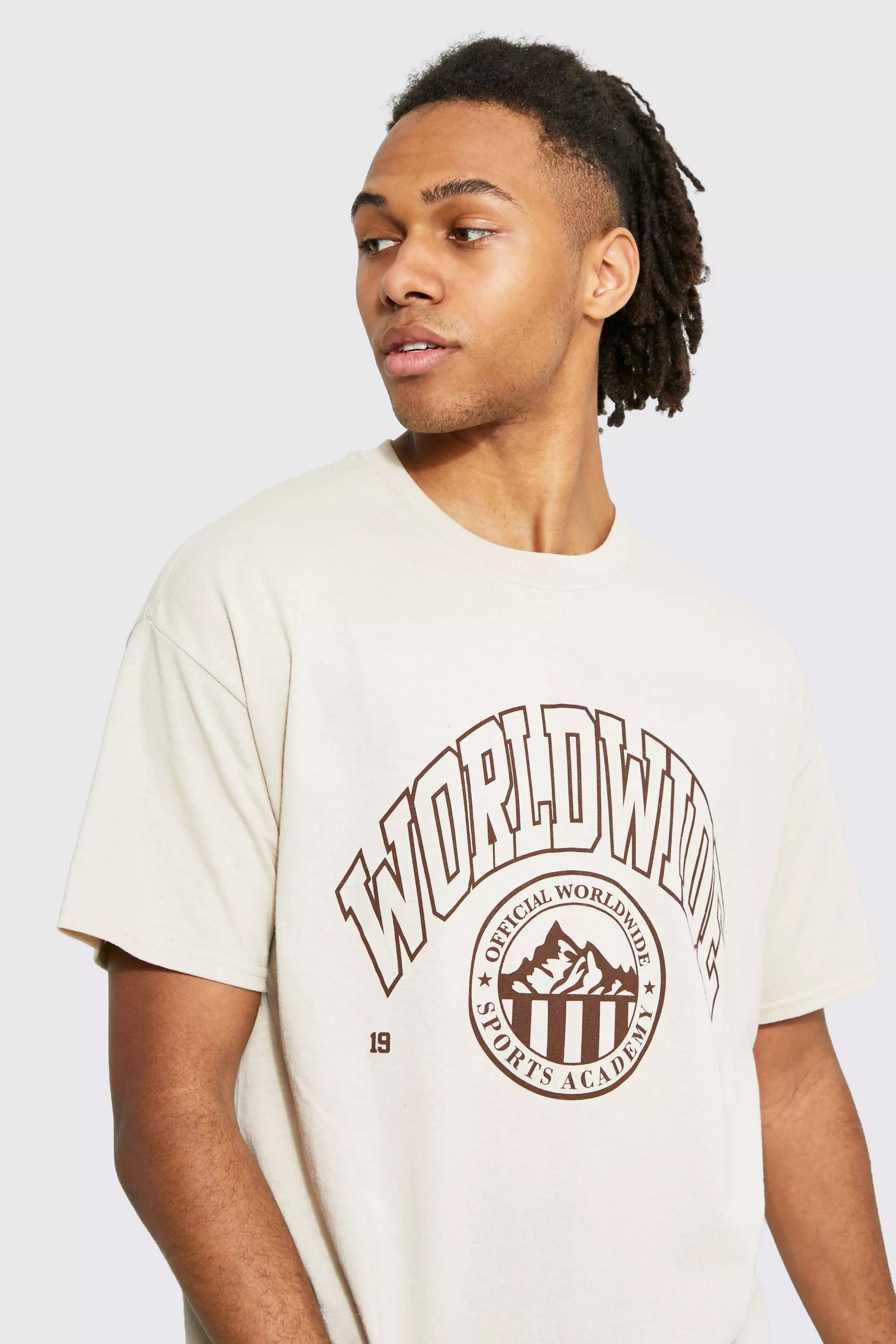 Sand Oversized Worldwide Printed T-shirt alternative image