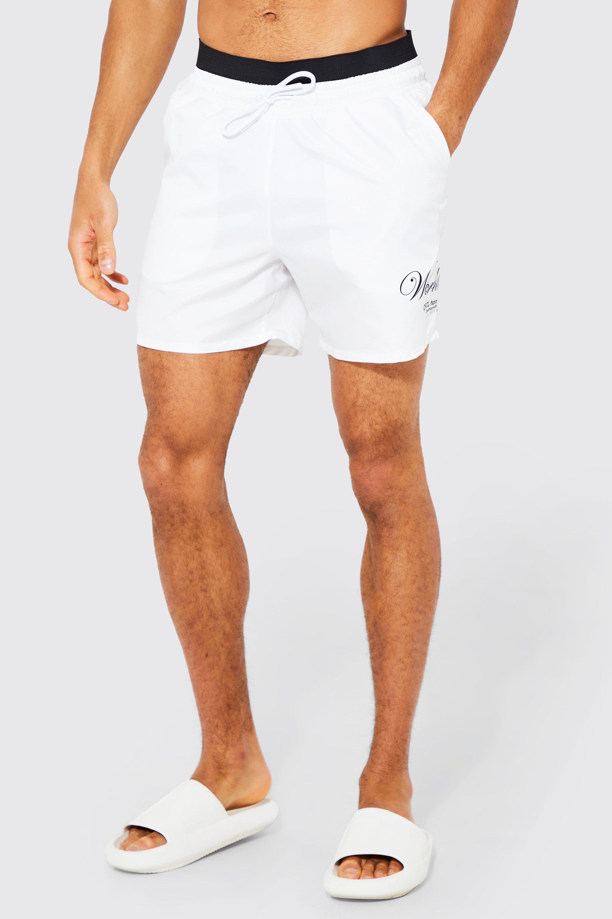 Boohooman white sale shorts