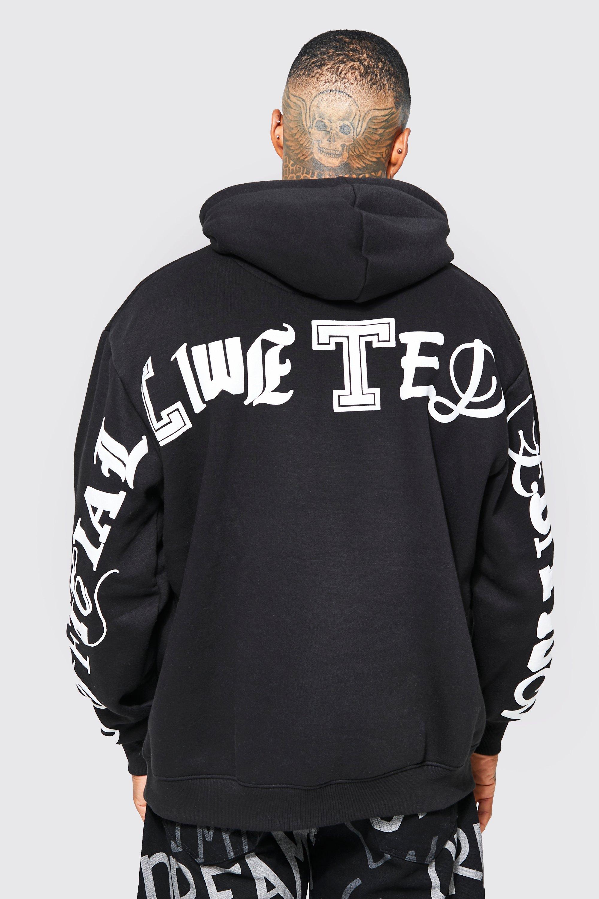 Boohooman black and online white hoodie