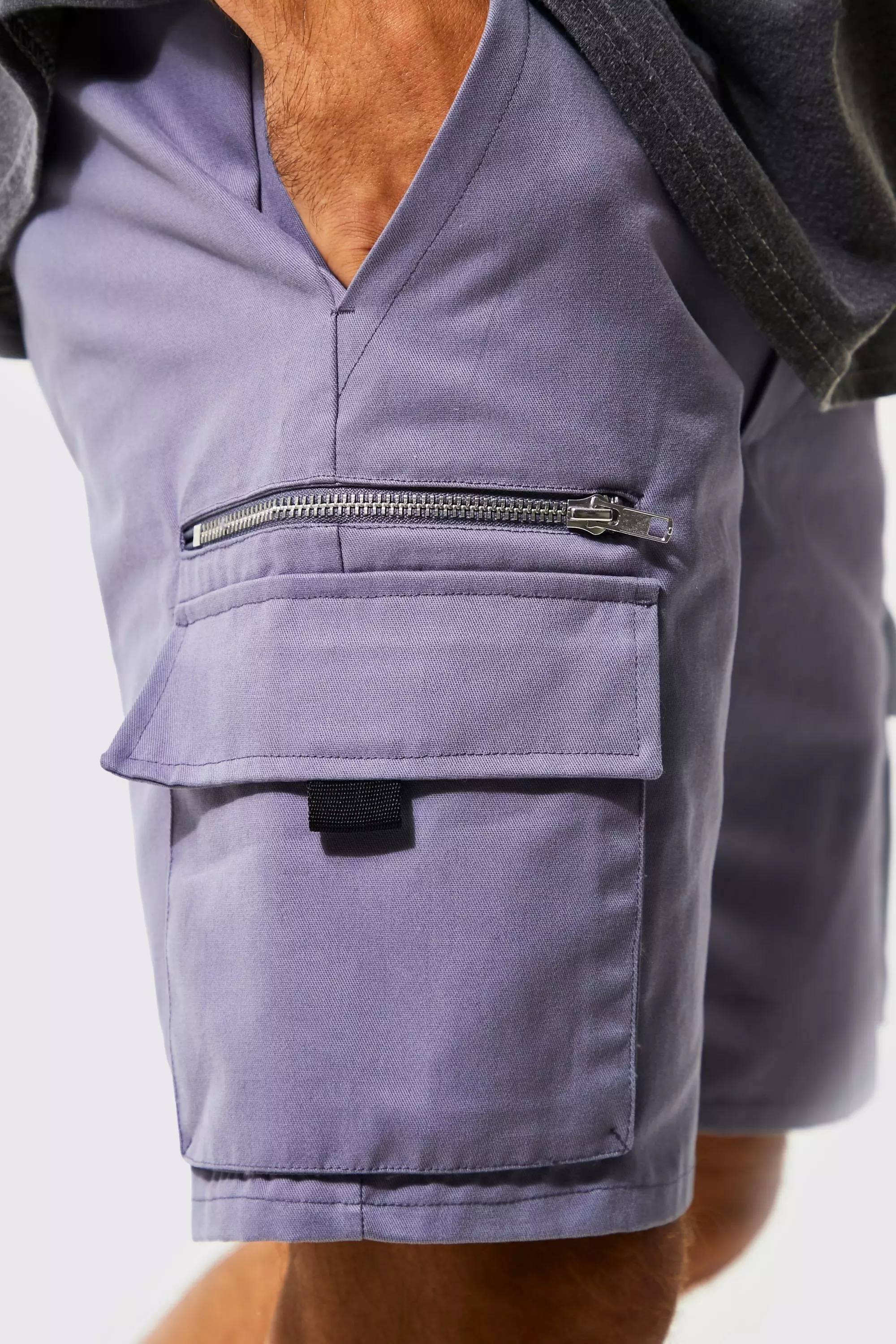 Slim Fit Twill Zip Pocket Cargo Shorts boohooMAN AU