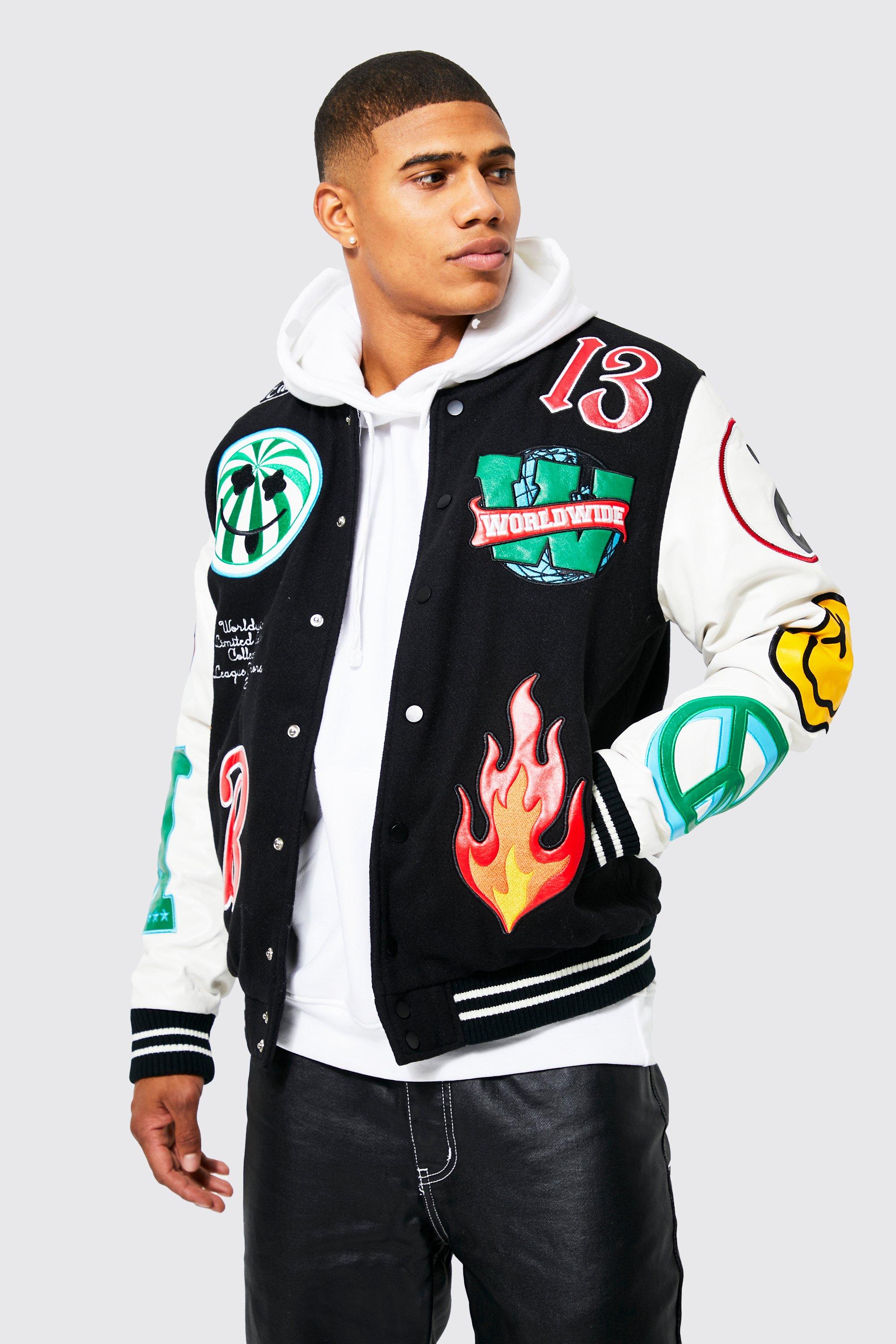 Limited Edition Double Face Varsity Jacket | boohooMAN USA