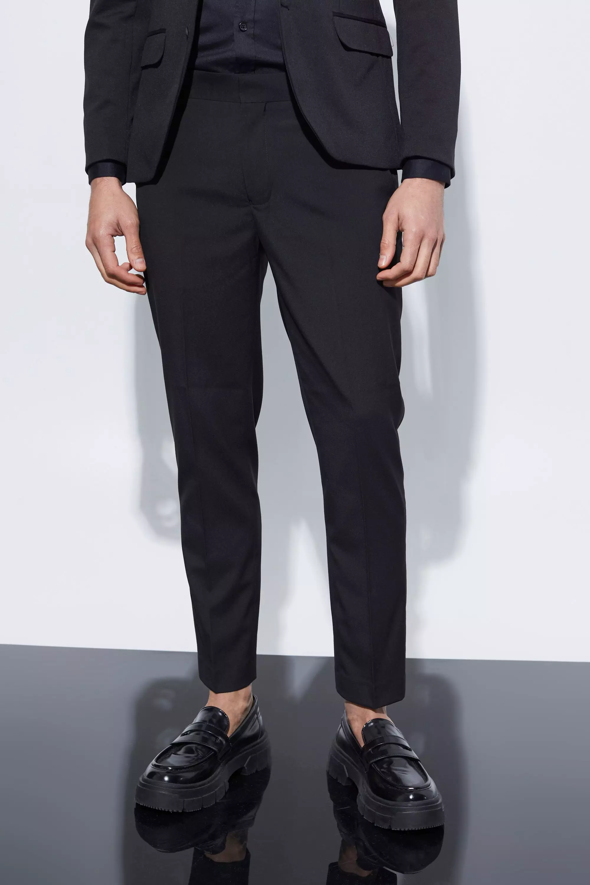 Skinny Cropped Suit Pants Black