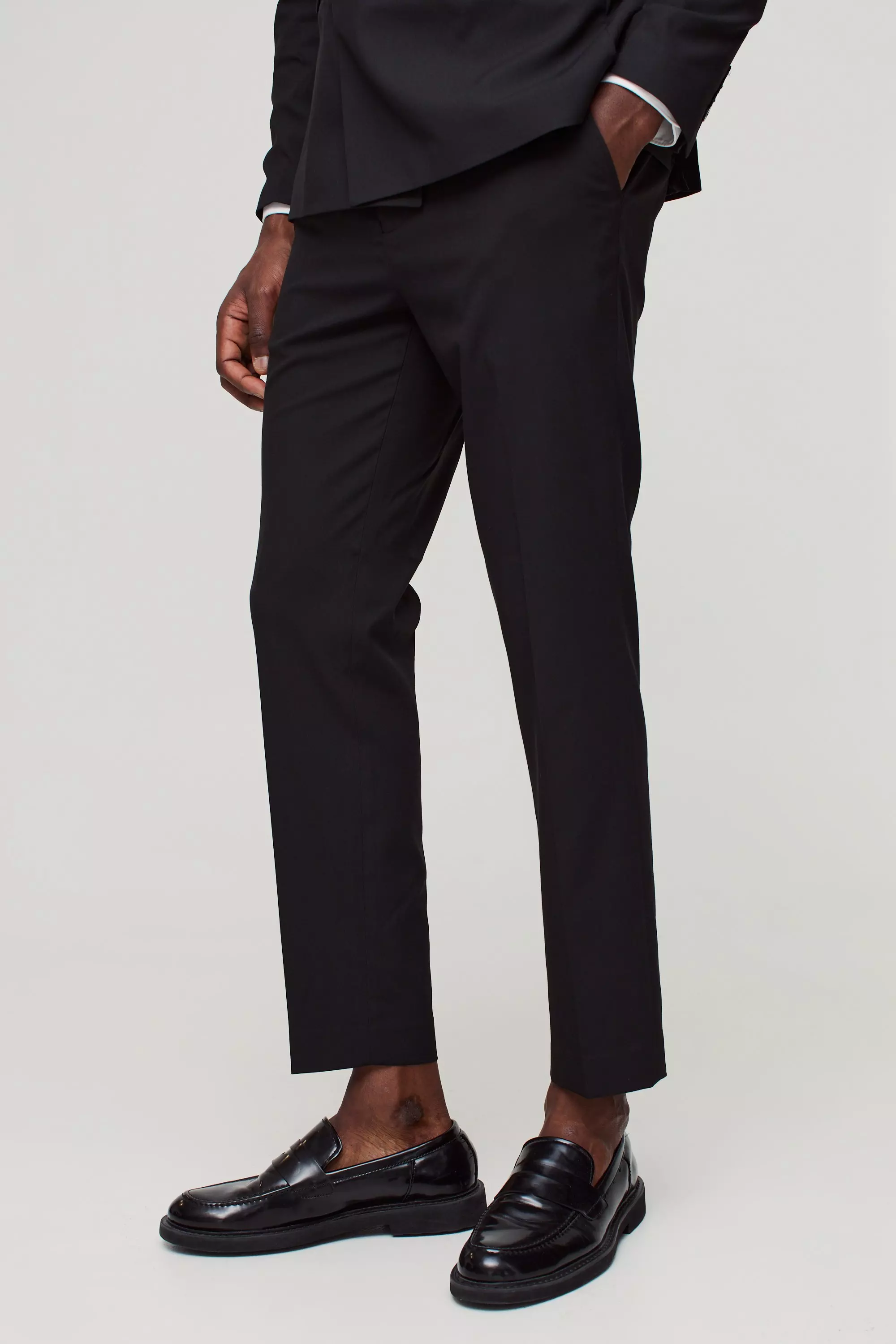 Skinny Cropped Suit Pants Black