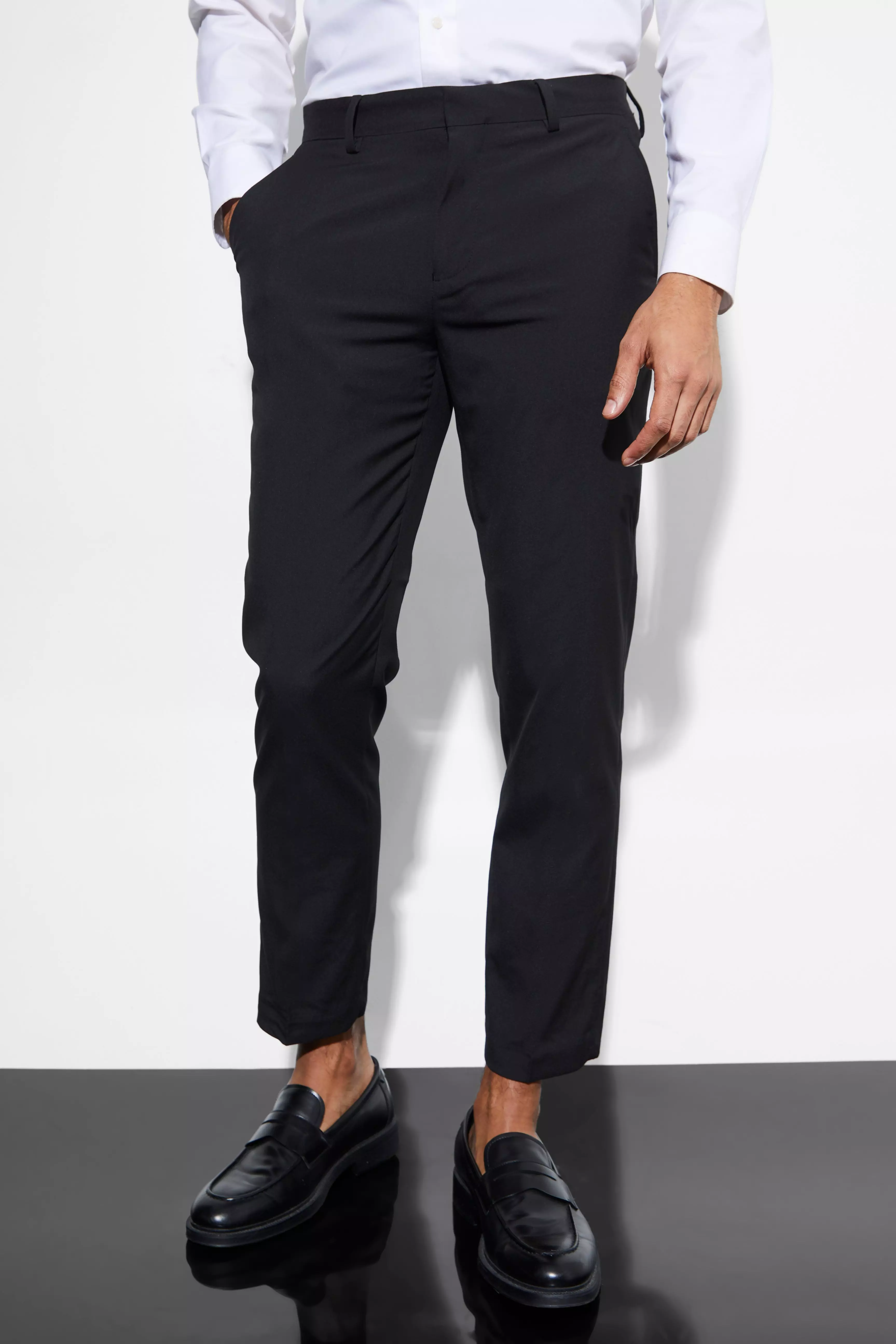 Slim Cropped Suit Pants Black