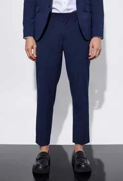 Slim Cropped Suit Trousers navy