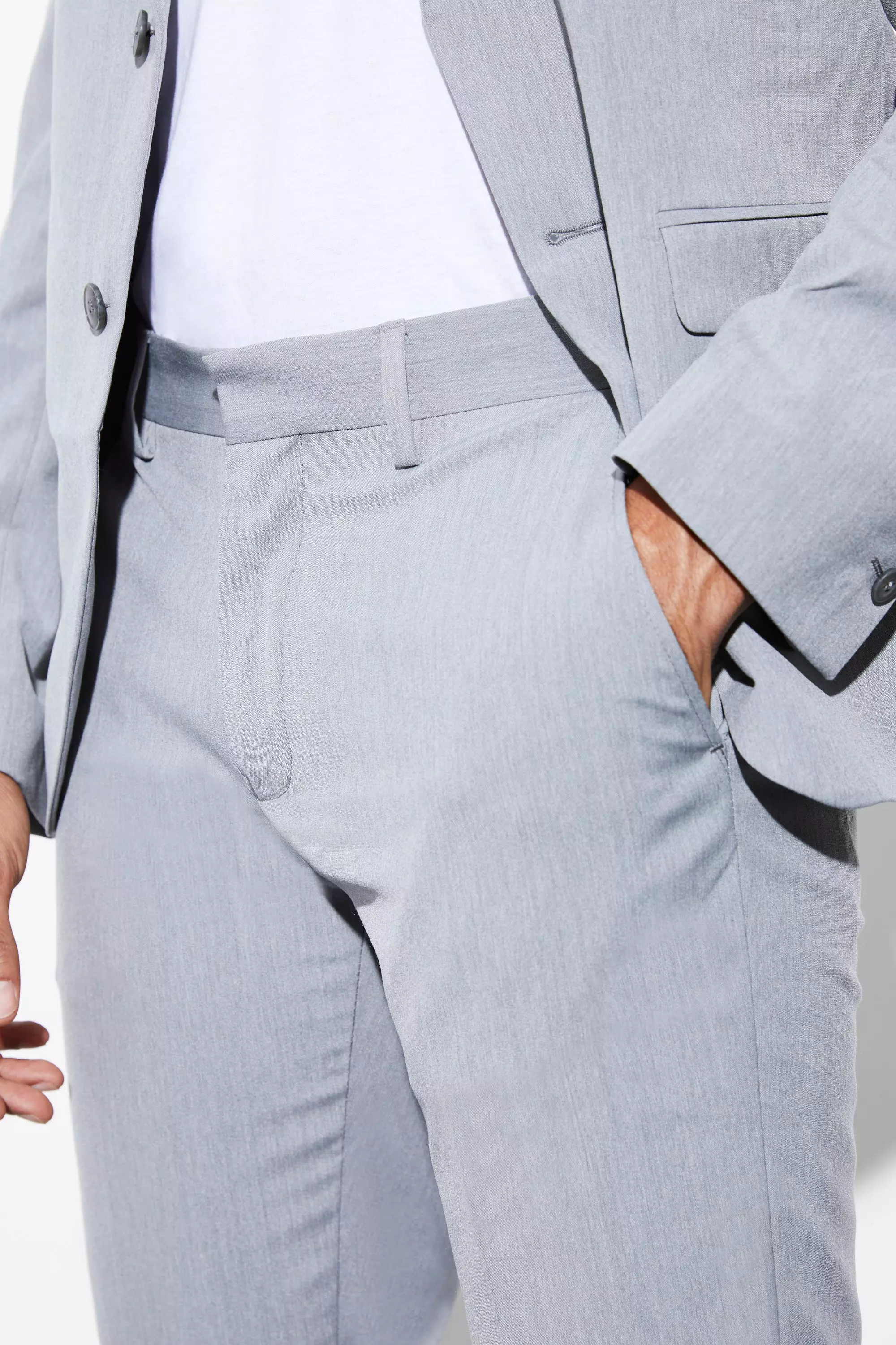 Grey Slim Cropped Suit Trousers alternative image