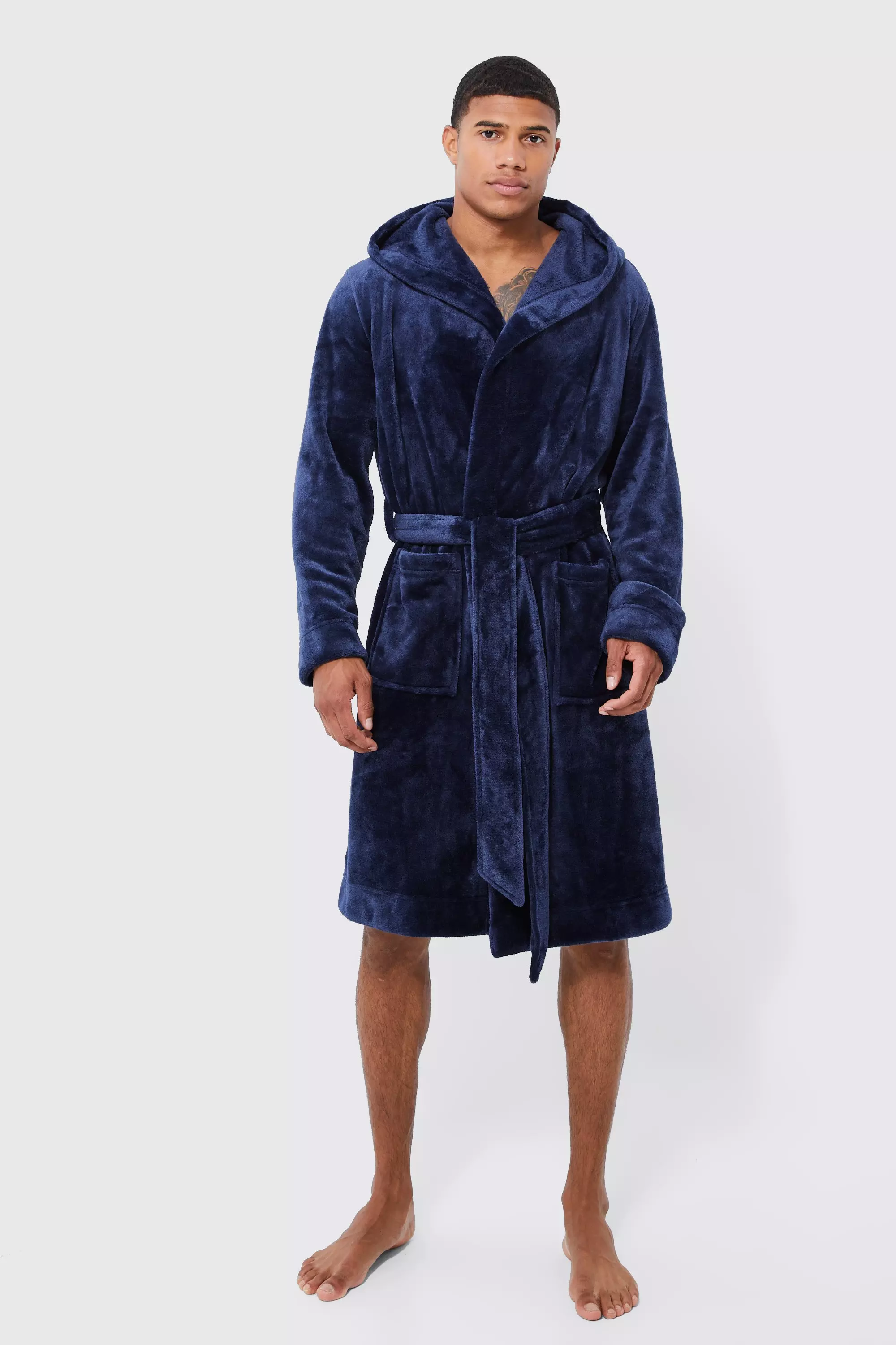 Hooded Dressing Gown boohooMAN UK