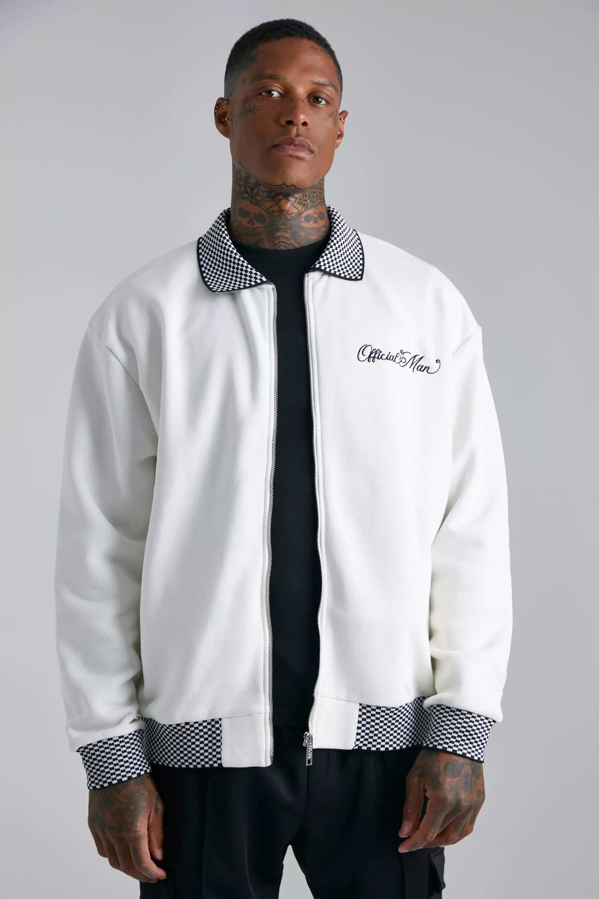 Veste oversize en jersey a carreaux Official boohooMAN FR