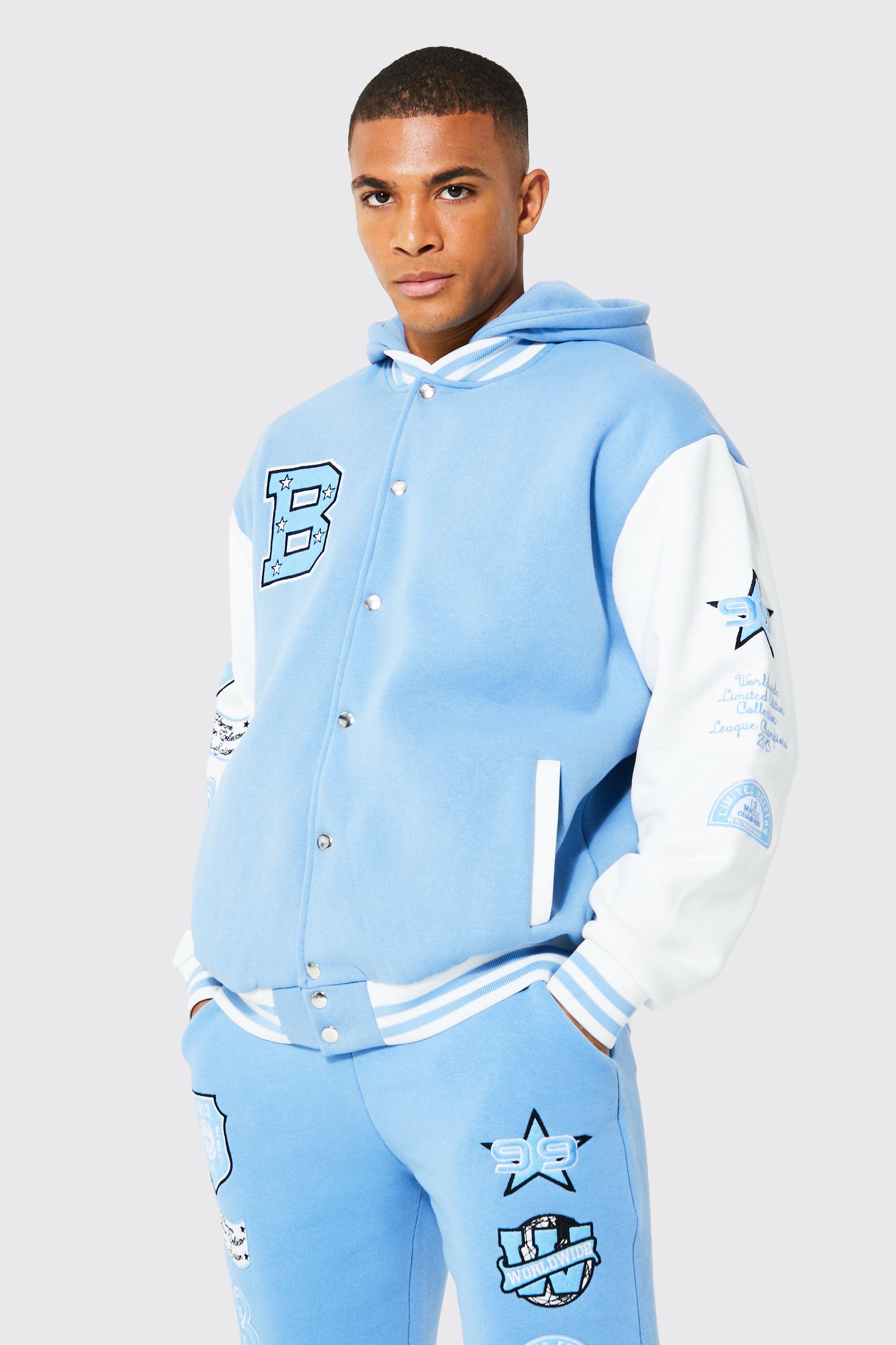 Worldwide Applique Hooded Varsity Jacket