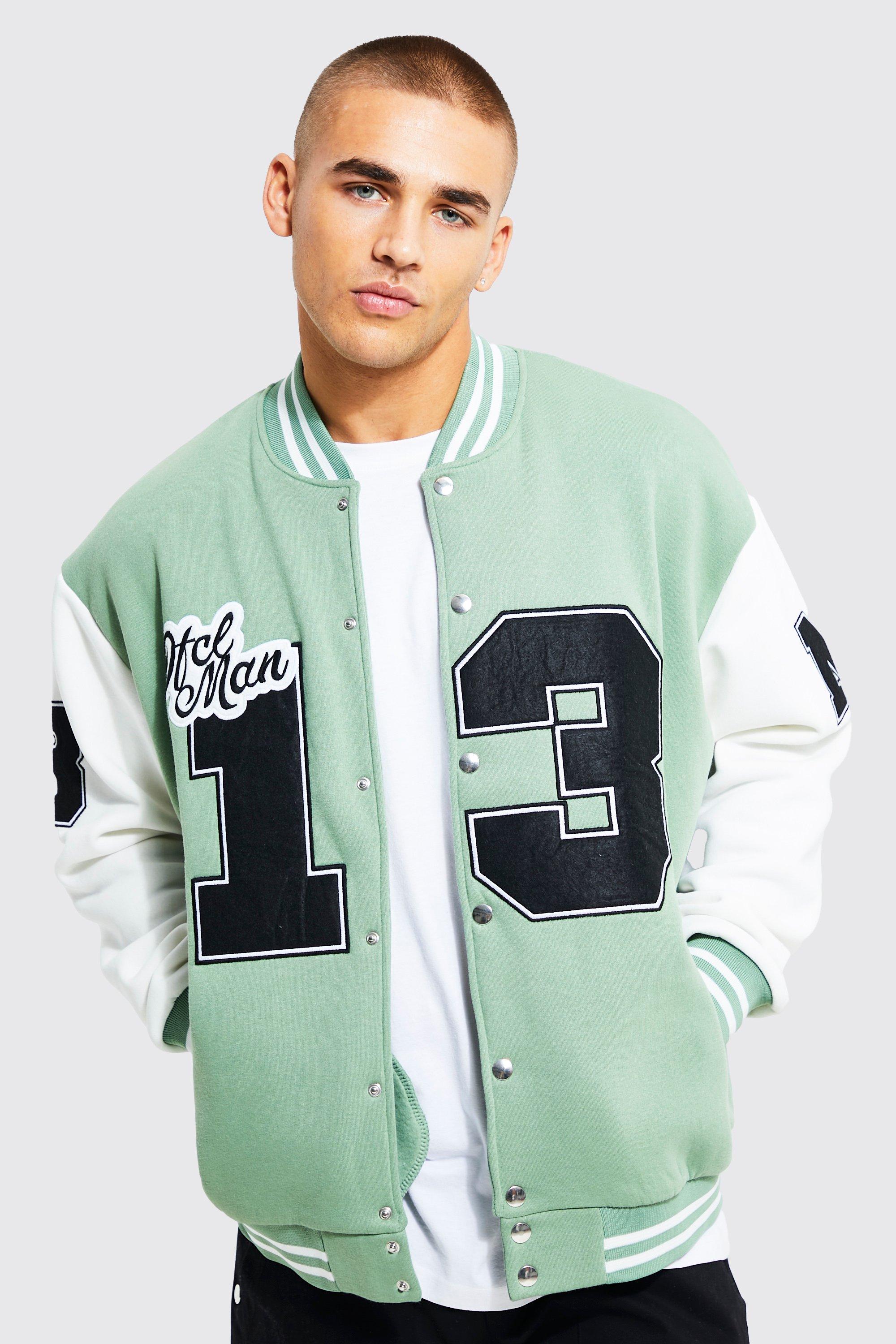 Oversize Men's College Jacket Green