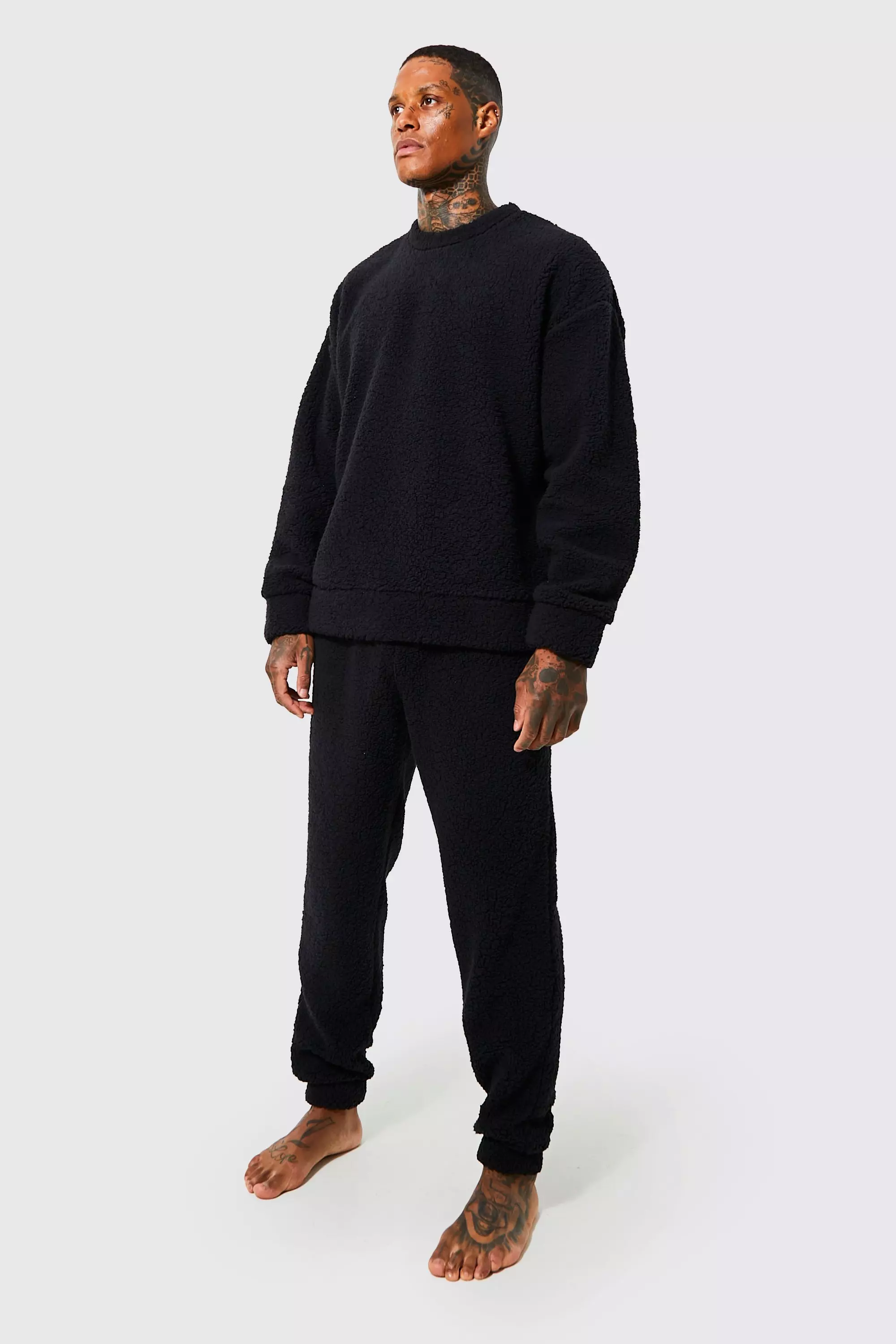 Oversize Kunstfell-Sweatshirt und Jogginghose, Black alternatives Bild