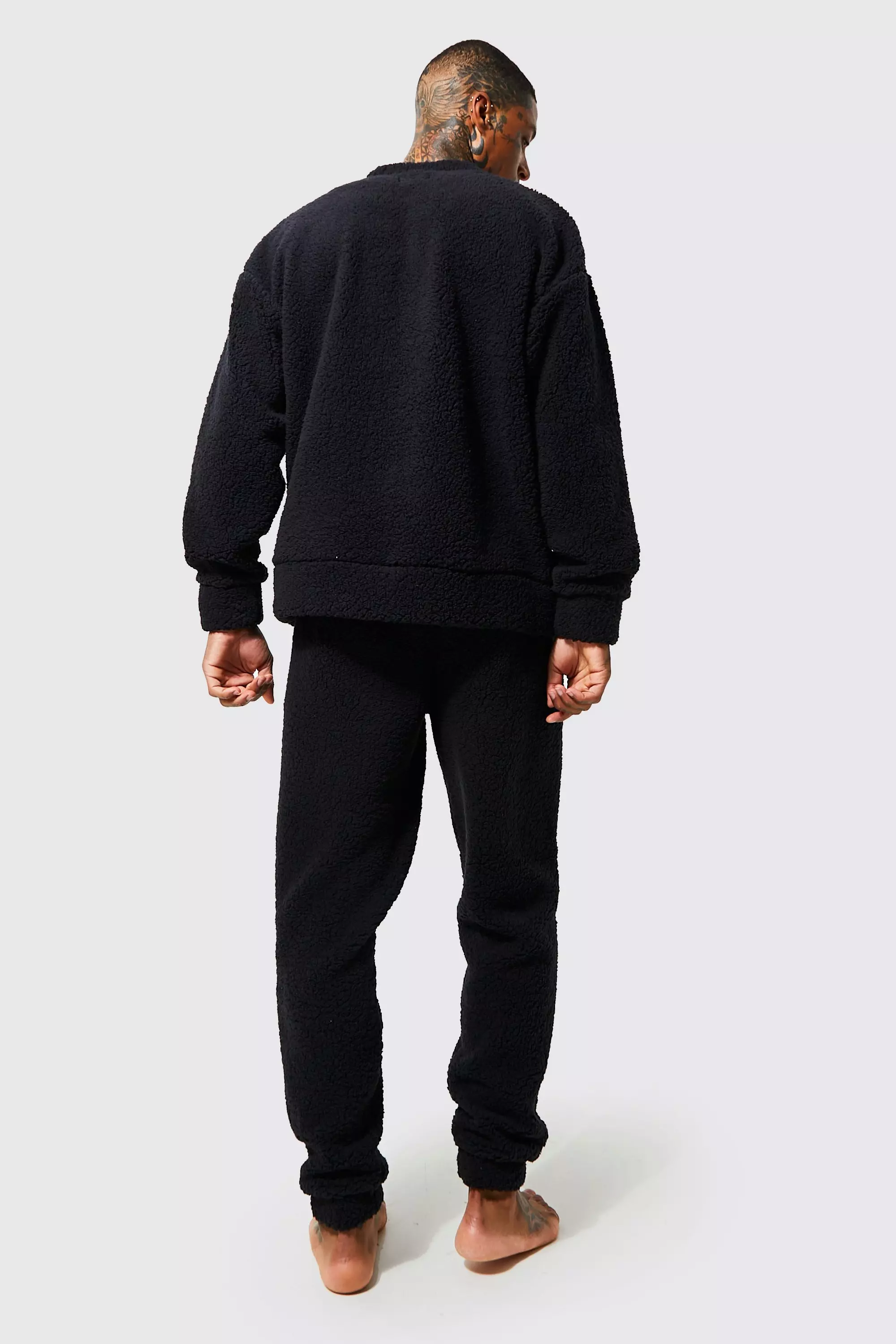 Oversize Kunstfell-Sweatshirt und Jogginghose, Black alternatives Bild
