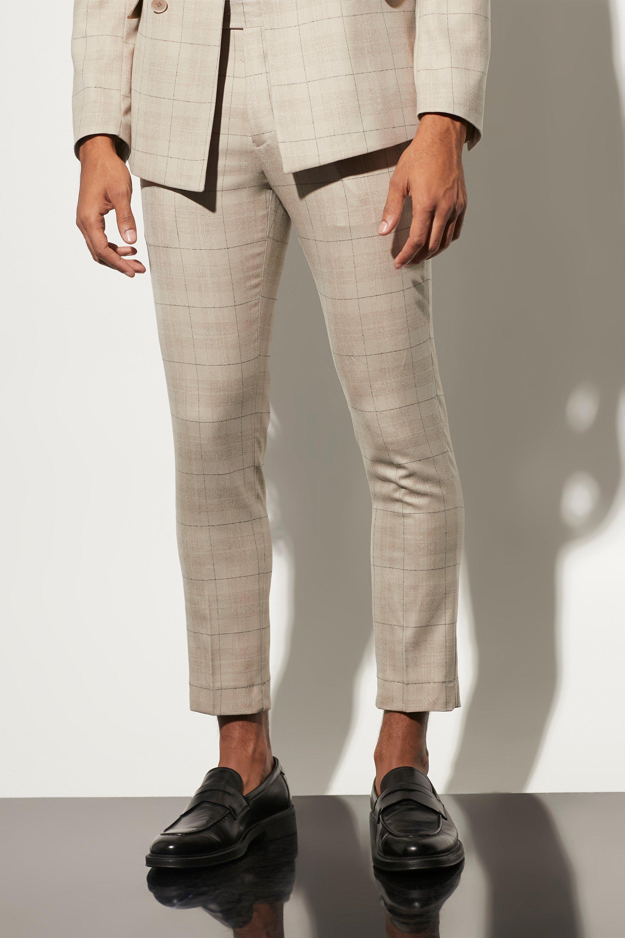 Homme Pantalon cigarette à carreaux Bleu Multi