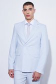 Zweireihige strukturierte Slim-Fit Anzugjacke, Light blue