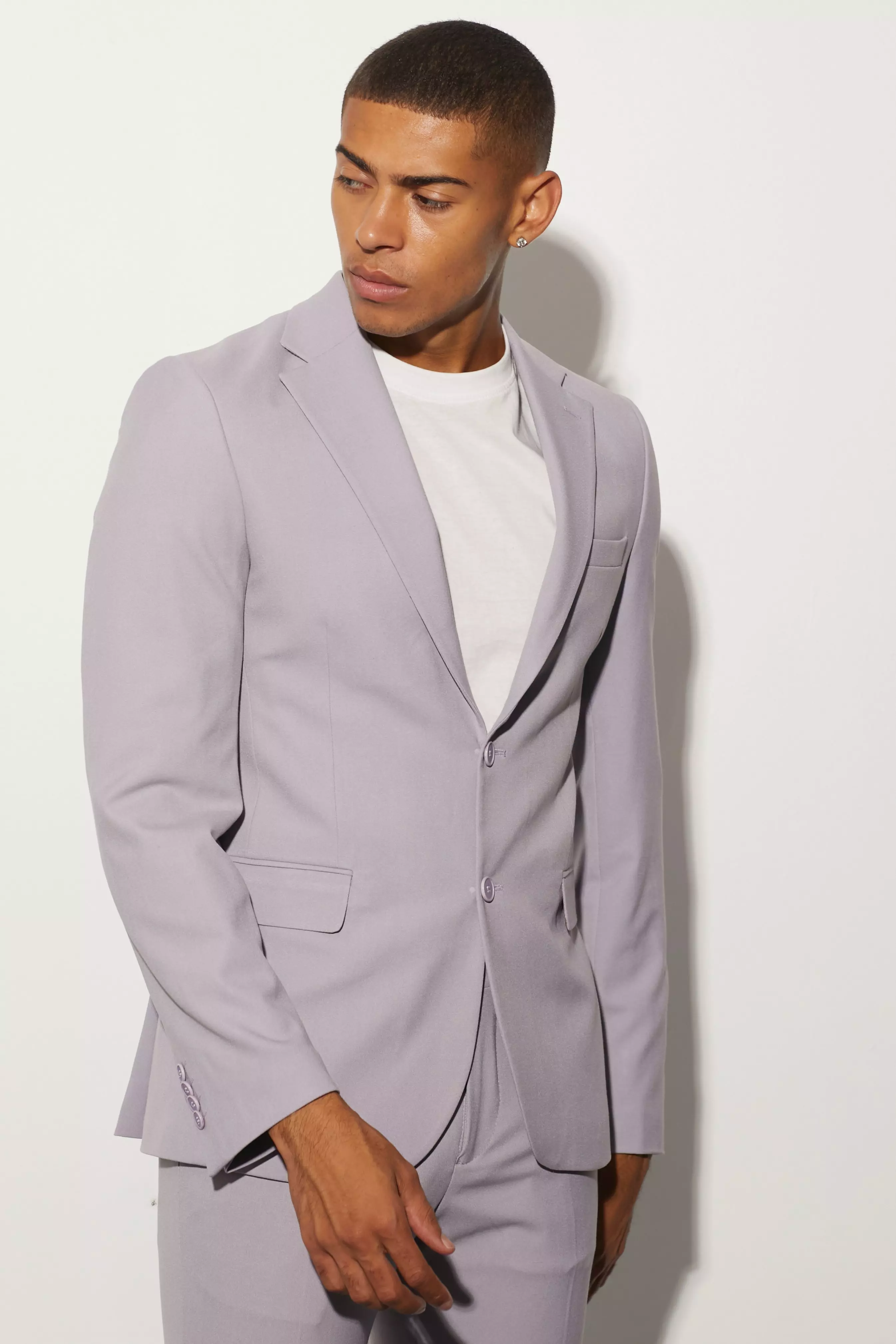 Skinny Single Breasted Suit Jacket Lilac