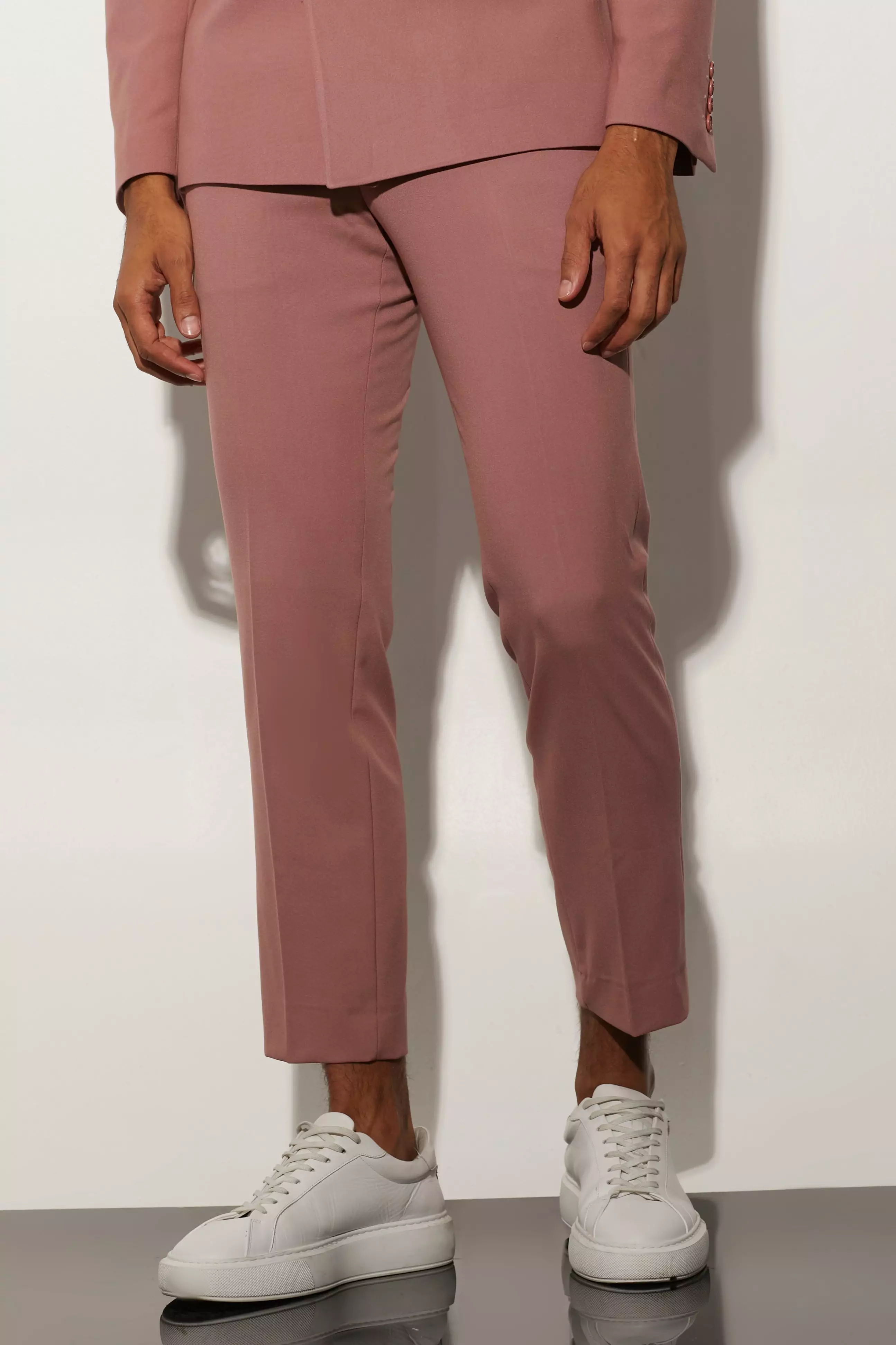 Pink Slim Crop Suit Pants