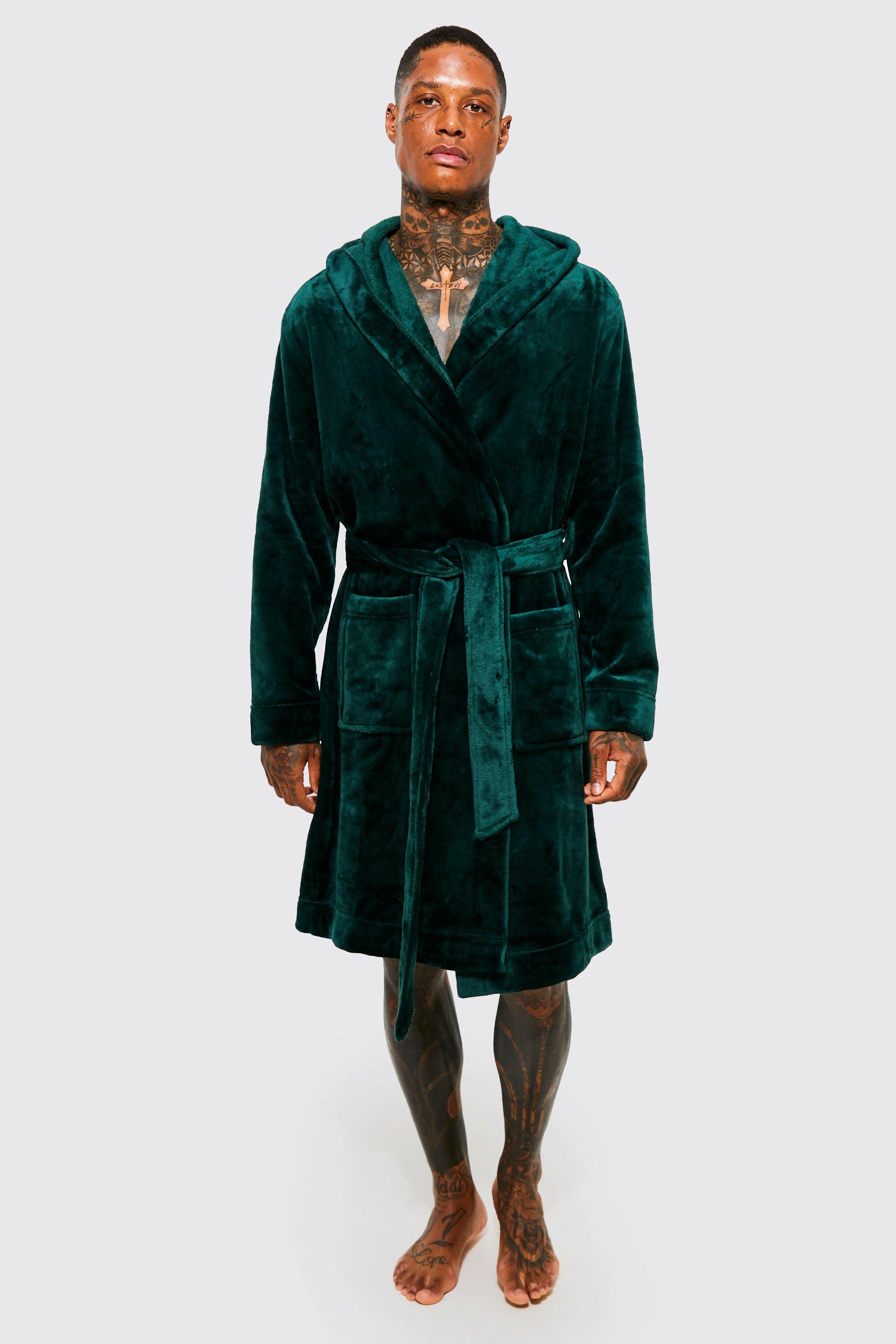 Hooded Dressing Gown boohooMAN USA