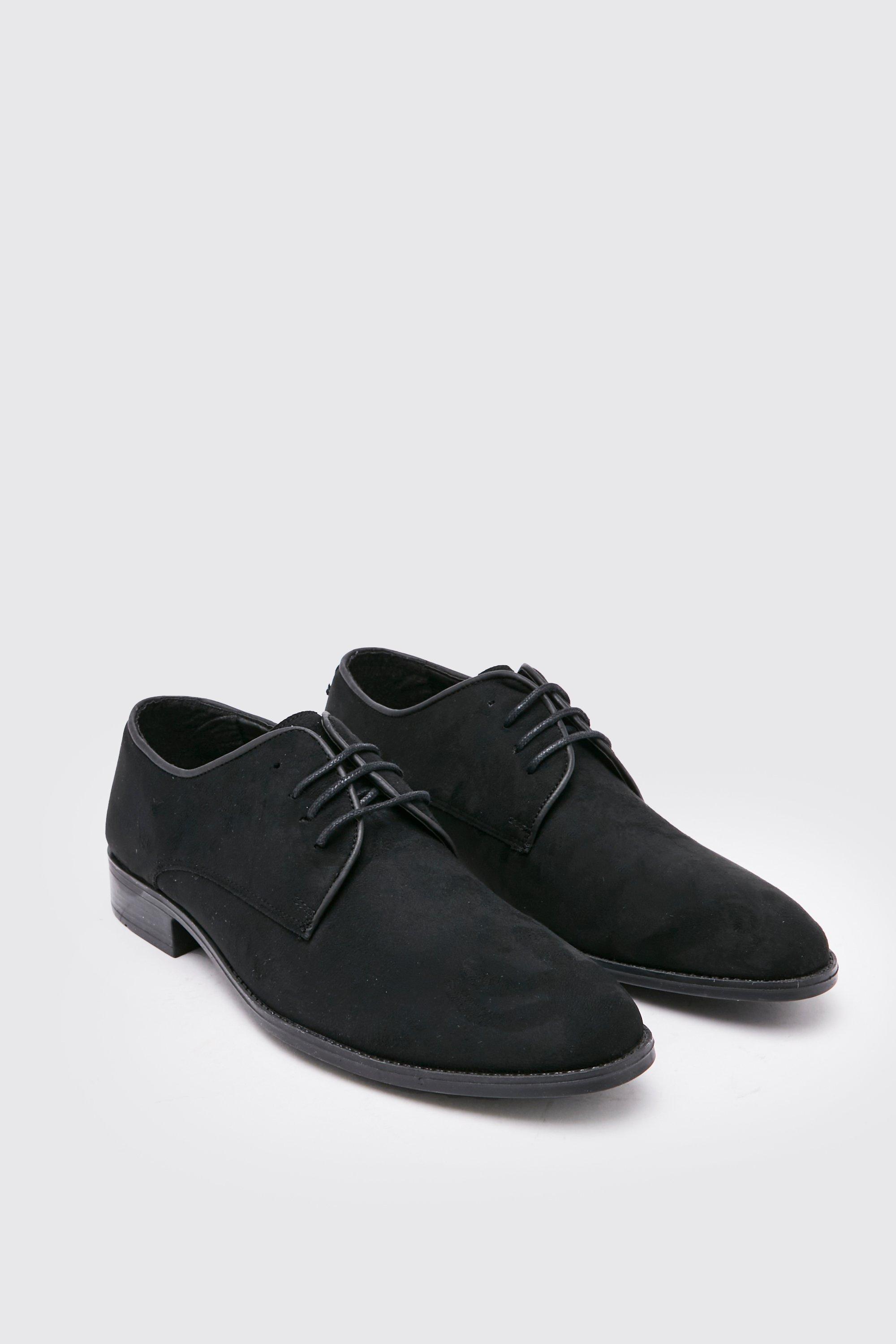 Black Faux Suede Derby | boohooMAN IE