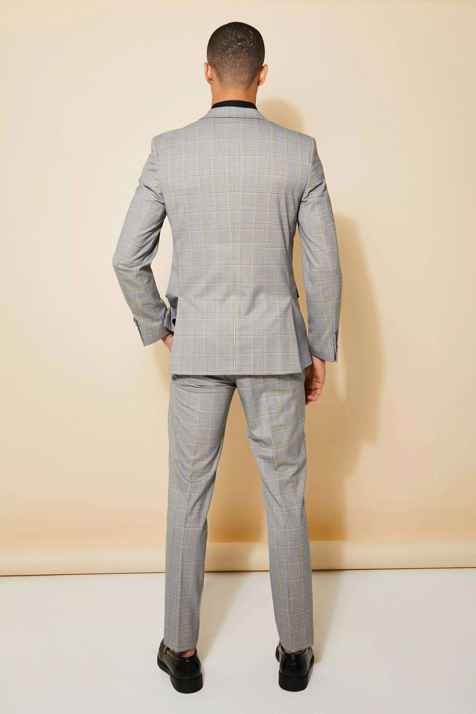 Grey Slim Single Breasted Check Suit Jacket alternative image