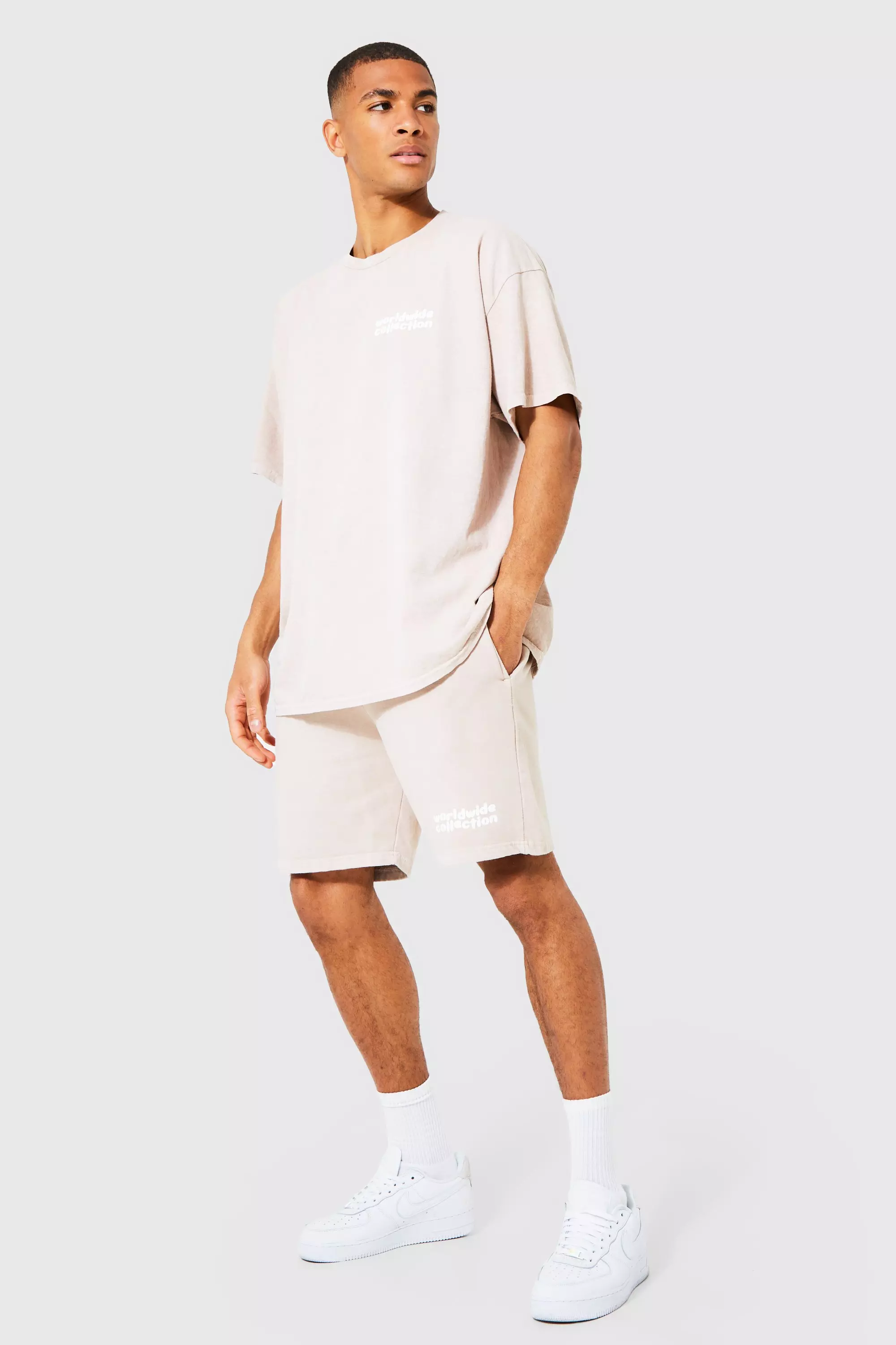 Pink Oversized Worldwide T-shirt And Short Set alternative image