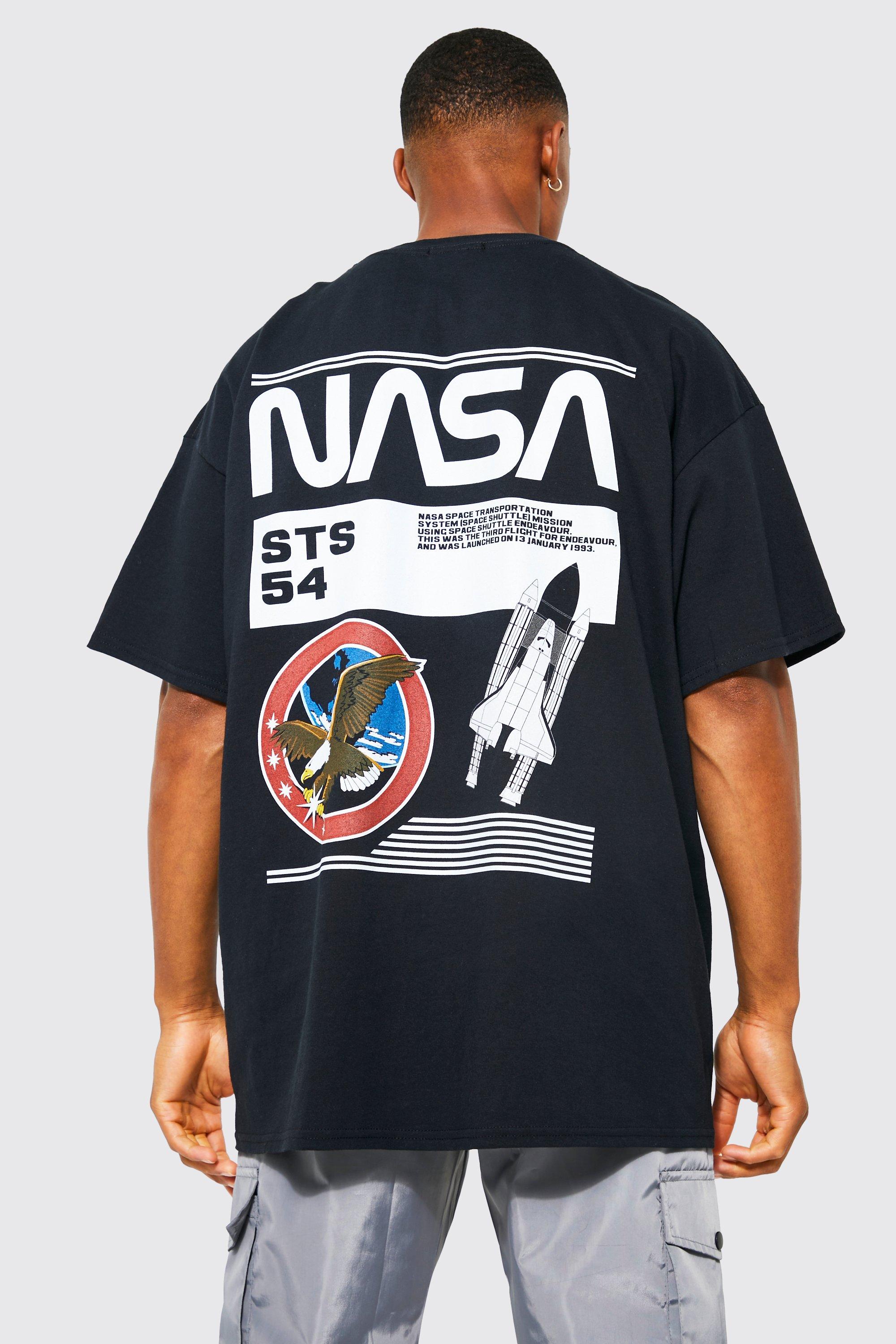 Oversized Nasa Rocket Back License T-shirt | boohooMAN